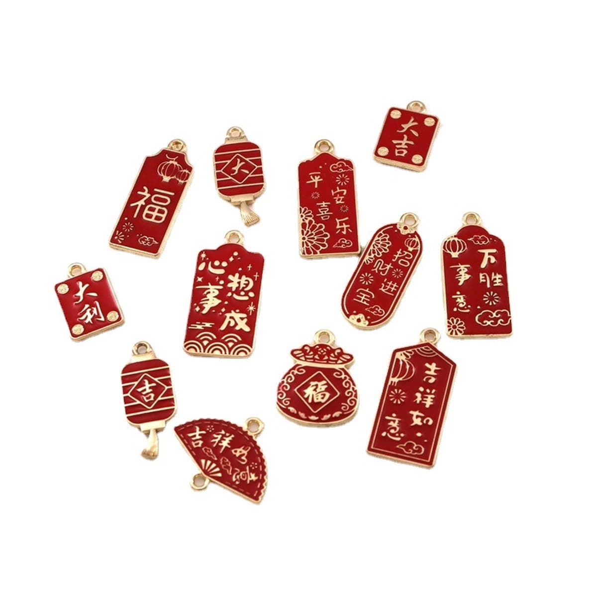 Новый Китай благословение ветра языковая пластина сплав капли масла серьги кулон брелок кулон DIY ювелирные аксессуары