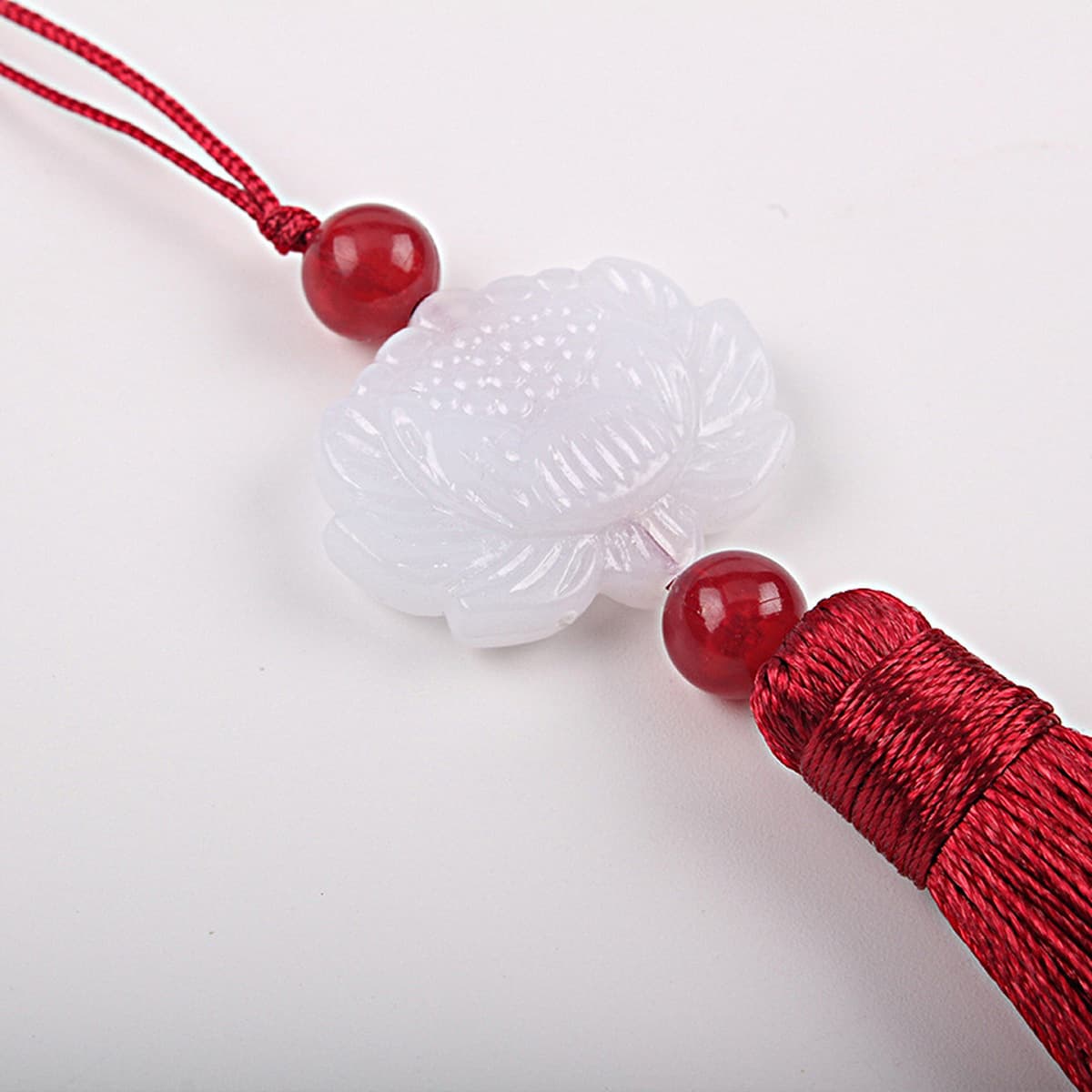 Двусторонний белый нефрит Лотос кисточкой уха Kunlun вентилятор Висячие уши Cheongsam платье Хань прессованный перерыв...