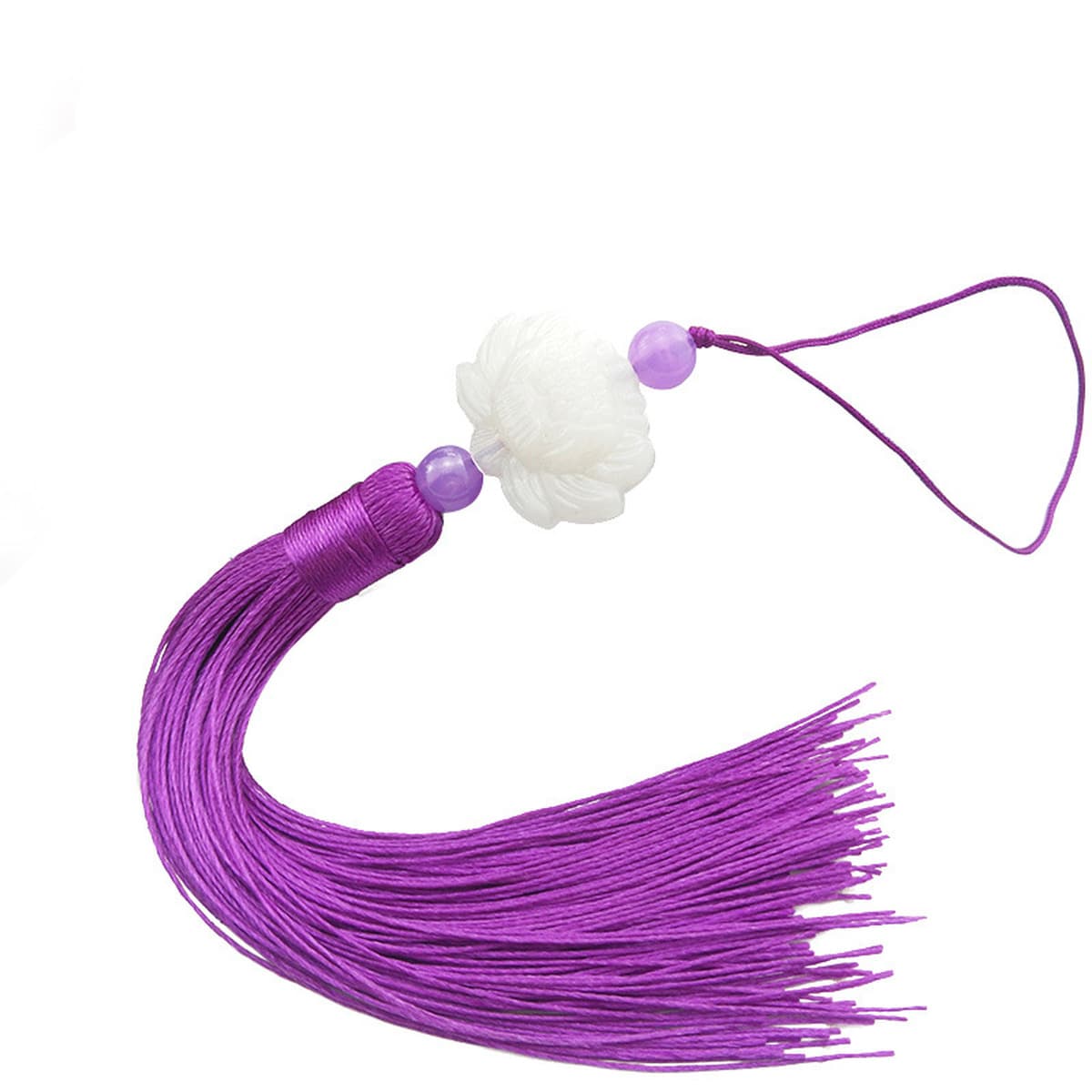 Двусторонний белый нефрит Лотос кисточкой уха Kunlun вентилятор Висячие уши Cheongsam платье Хань прессованный перерыв...