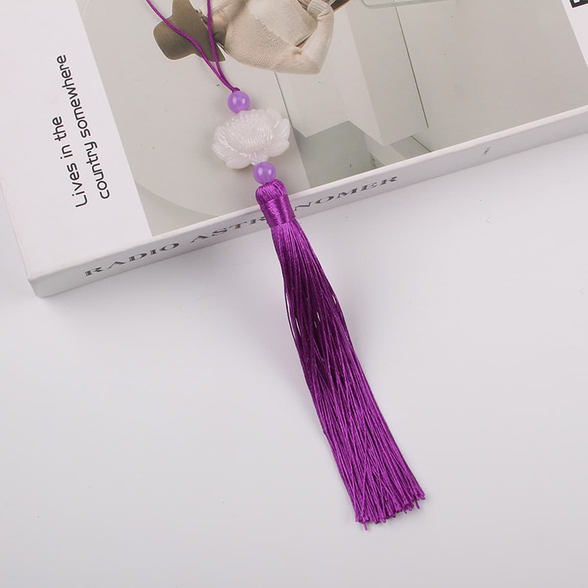 Двусторонний белый нефрит Лотос кисточкой уха Kunlun вентилятор Висячие уши Cheongsam платье Хань прессованный перерыв...