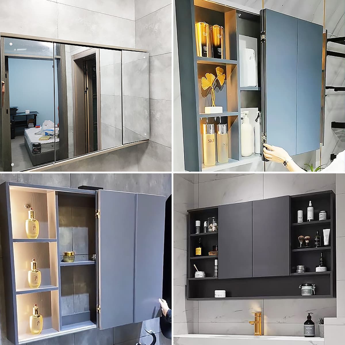 Складное зеркало для ванной комнаты Фен-шуй зеркальный шкаф рельс раздвижной двери двухтактный скрытый буферный шкив...