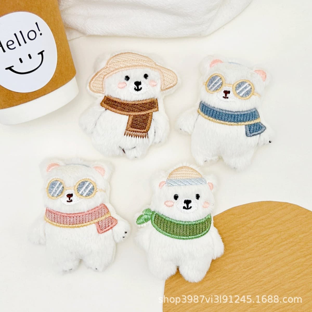 Новый милый шарф, брошь с белым медведем, аксессуары, мультяшные плюшевые солнцезащитные очки, медведь, аксессуары «сделай...