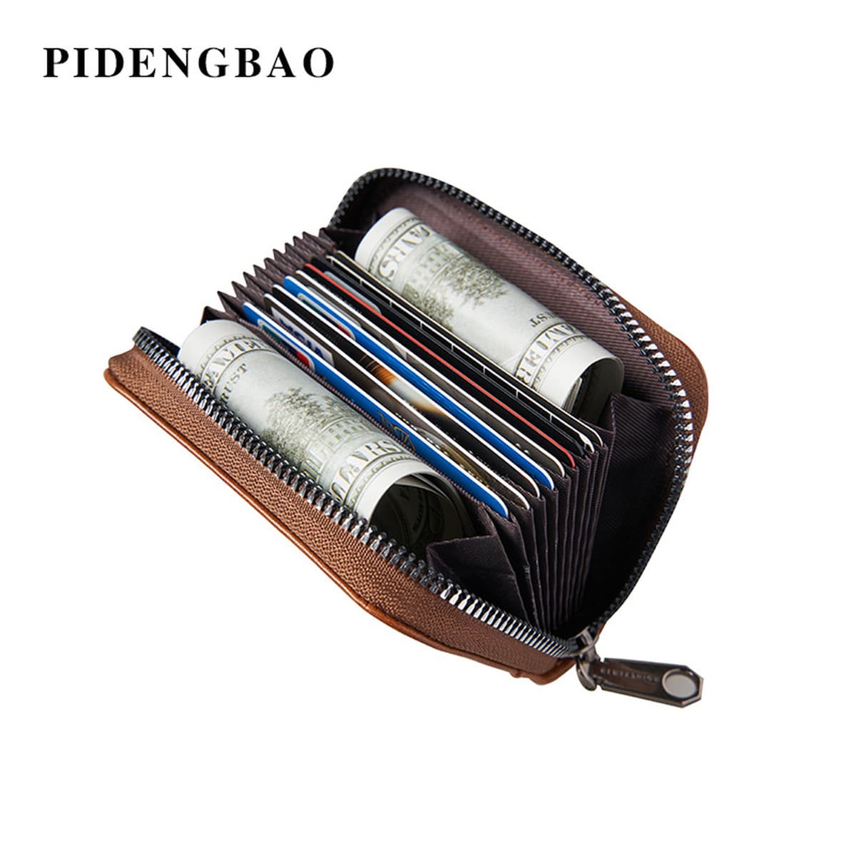 Кошелек для кредитных карт, мужской ретро-кошелек с несколькими отделениями для карт и монет, вертикальный кошелек на молнии...