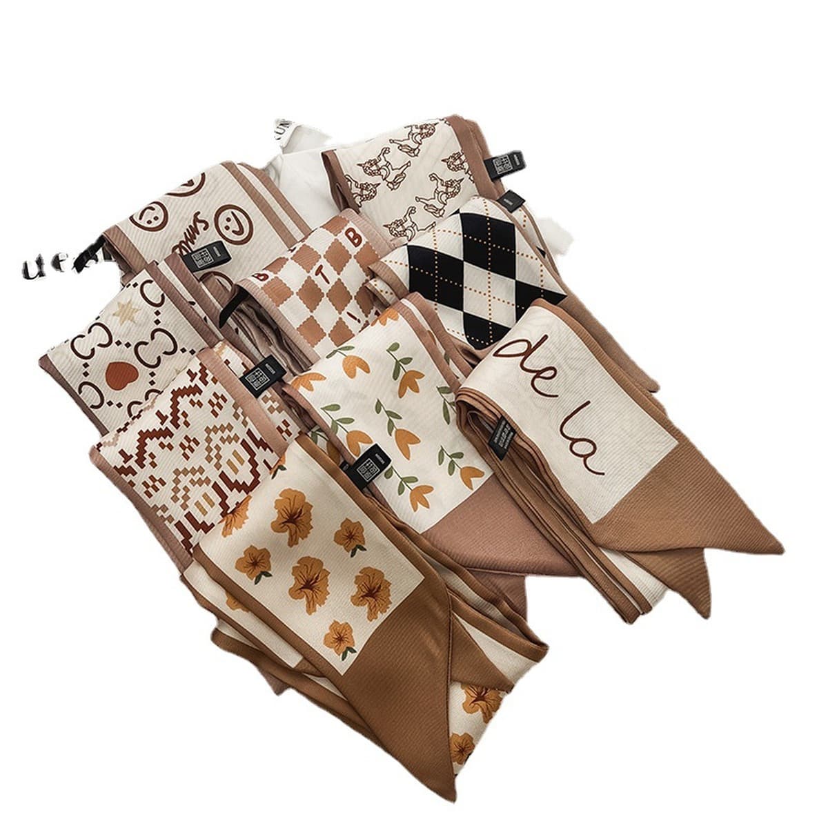 2024 новый шелковый шарф женщина элегантная корейская версия японского дикого принта декоративная лента для волос шарф с...