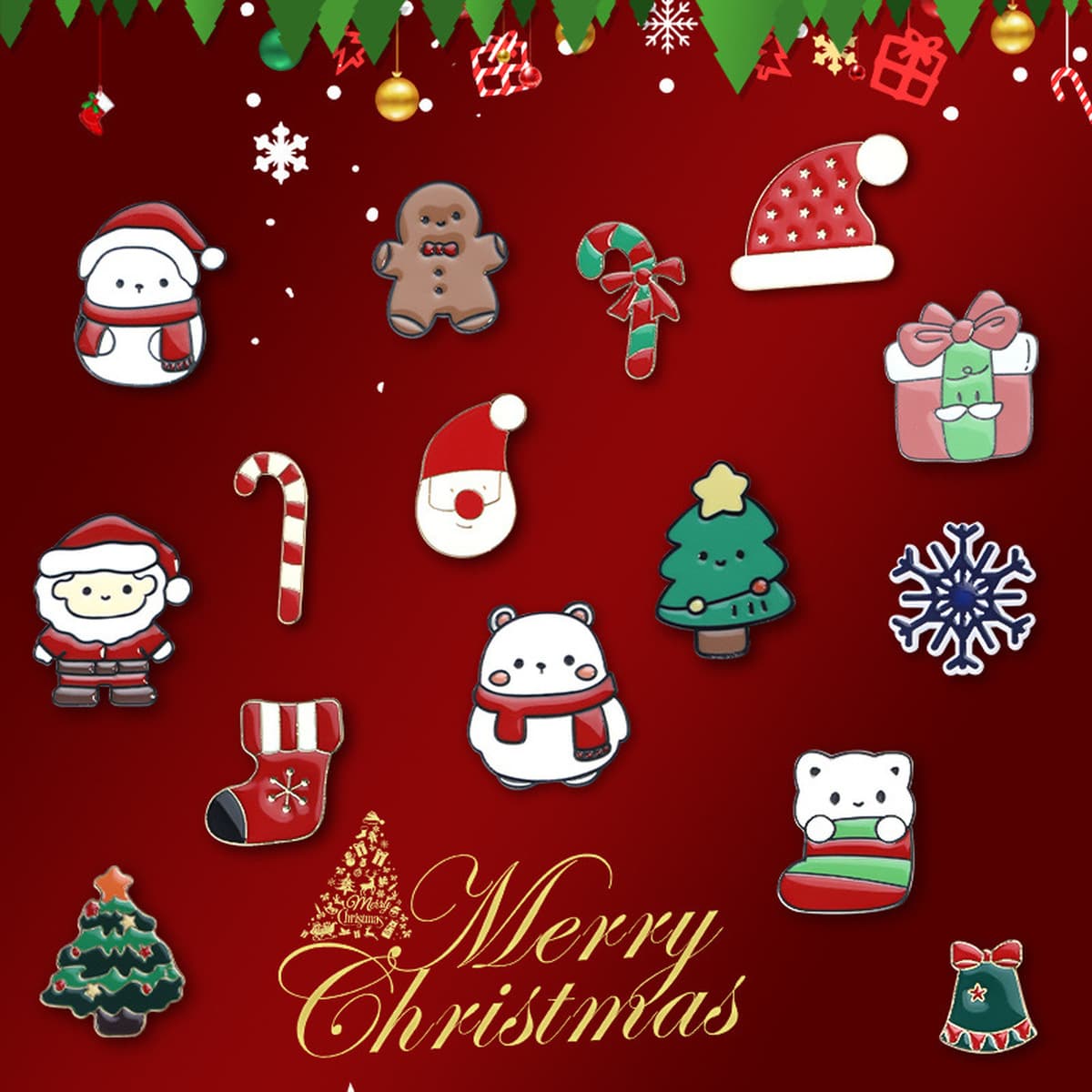 Брошь-значок Санта-Клаус, металлическая, в стиле мультфильма, с индивидуальным дизайном, рождественская брошь для одежды и...