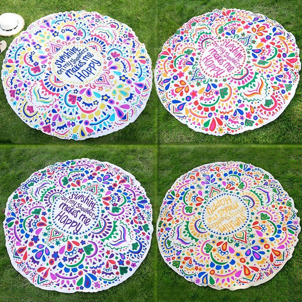 AliExpress Amazon Европейское и Американское Счастливое круглое пляжное полотенце с буквенным принтом шифоновое Шаль летнее...