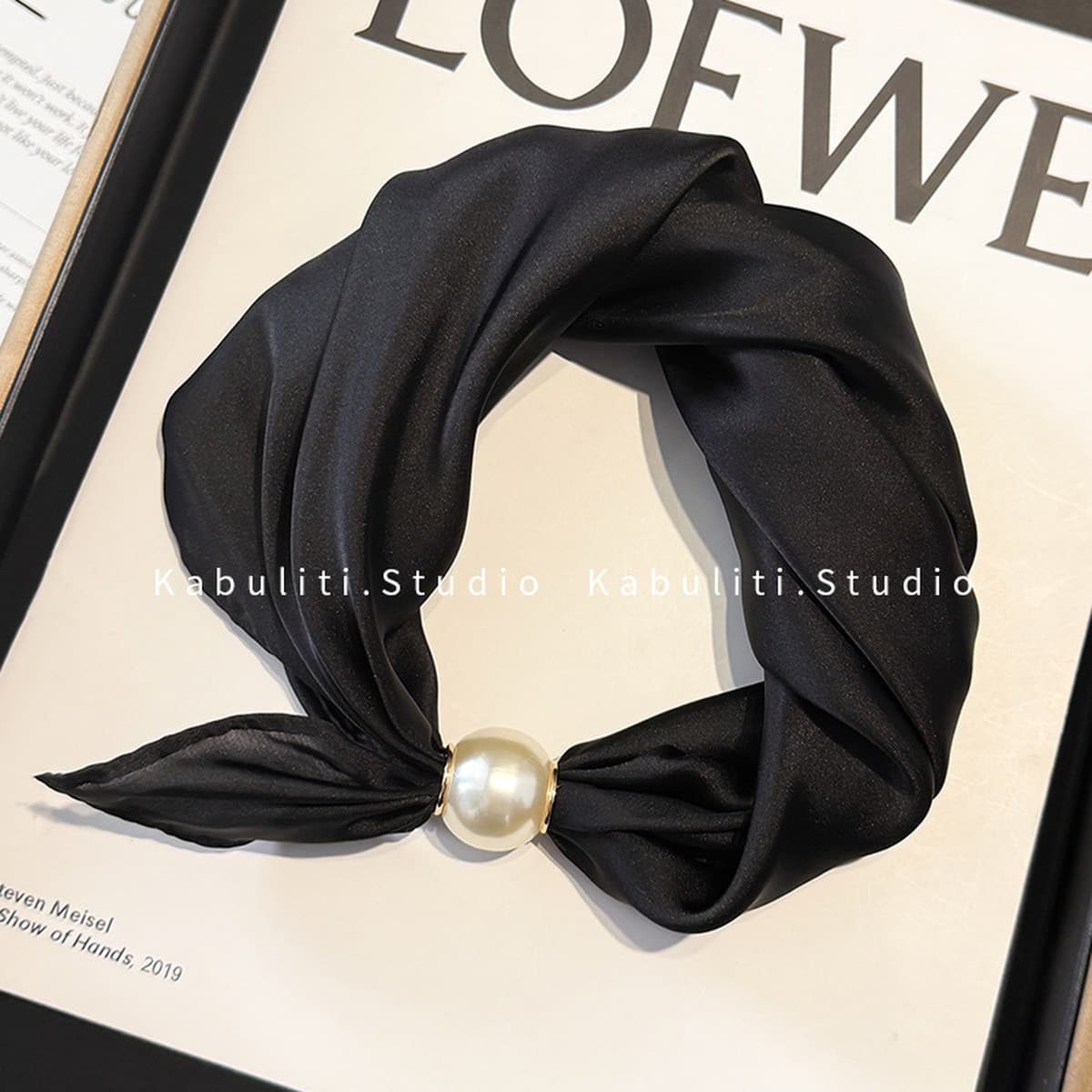 Белое жемчужное ожерелье с магнитной пряжкой, узкий длинный шелковый шарф для ушей, женский шарф на шею с рубашкой, тонкий...