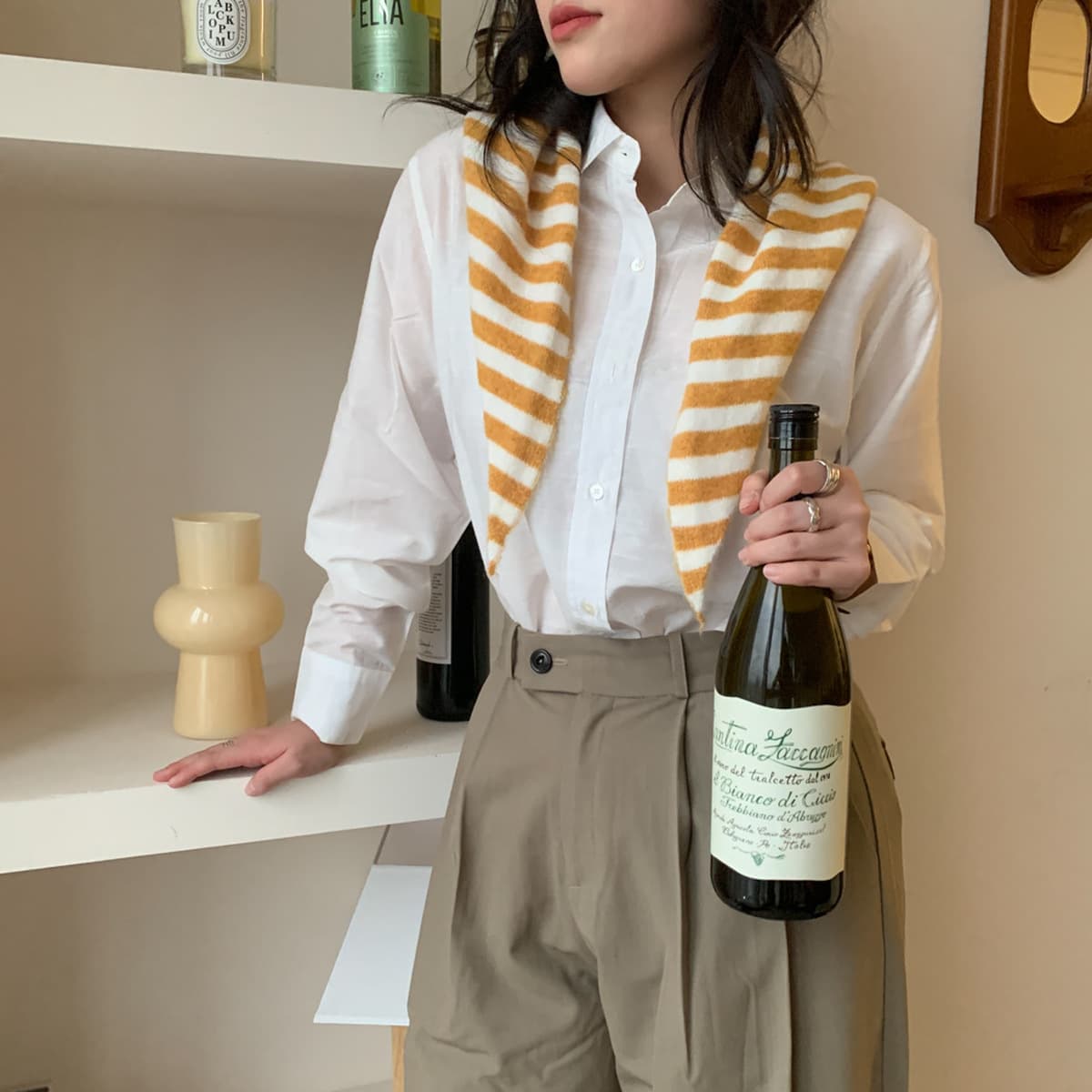 Новый Универсальный Классический нишевый шарф в полоску в Корейском стиле с треугольными чашечками, женский зимний модный...