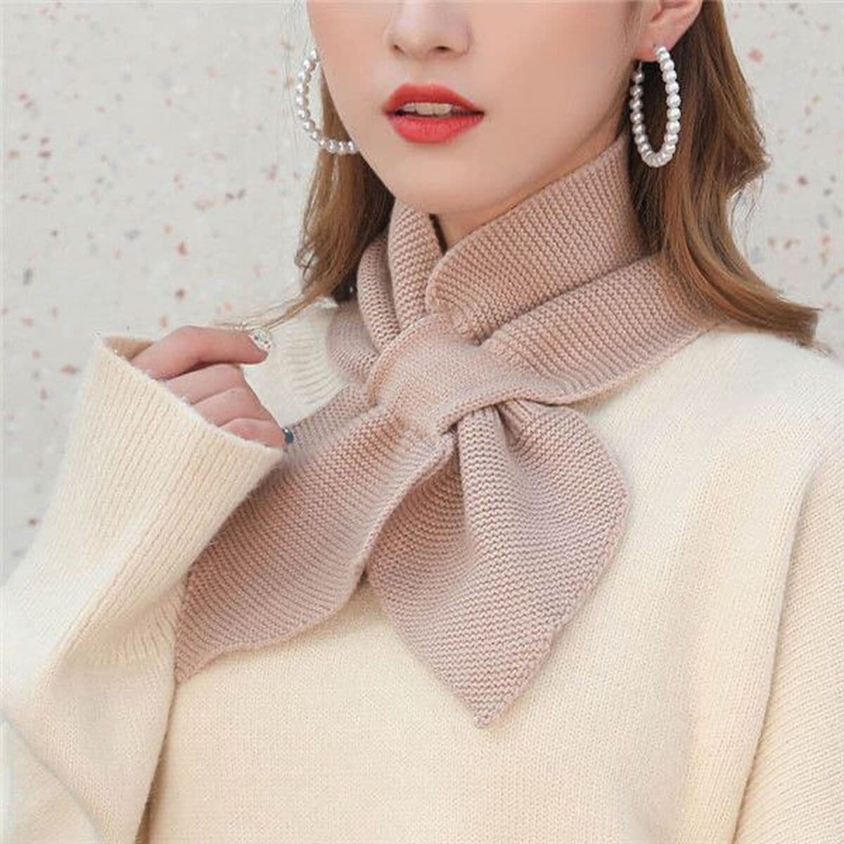 Шарф женский зимний сплошной цвет маленький шарф кроссовер шарф вязаный шарф воротник треугольный шарф шерстяной нагрудник...