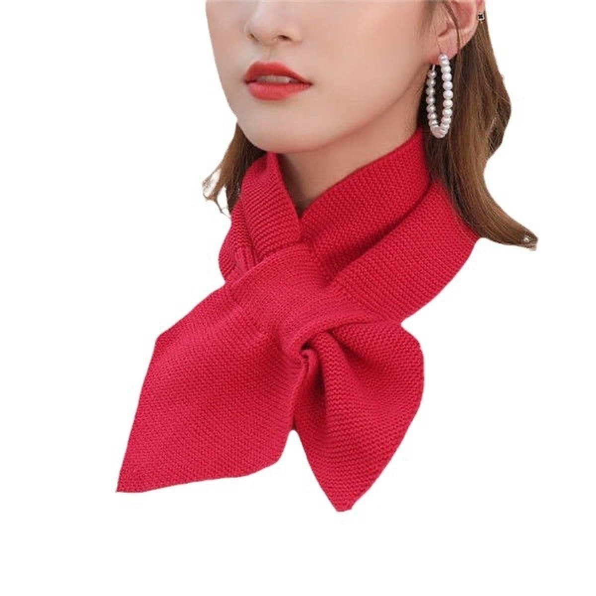 Шарф женский зимний сплошной цвет маленький шарф кроссовер шарф вязаный шарф воротник треугольный шарф шерстяной нагрудник...