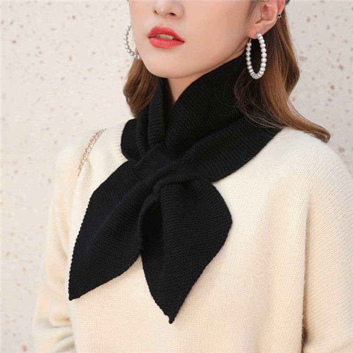 Шарф женский зимний сплошной цвет маленький шарф кроссовер шарф вязаный шарф воротник треугольный шарф шерстяной нагрудник...