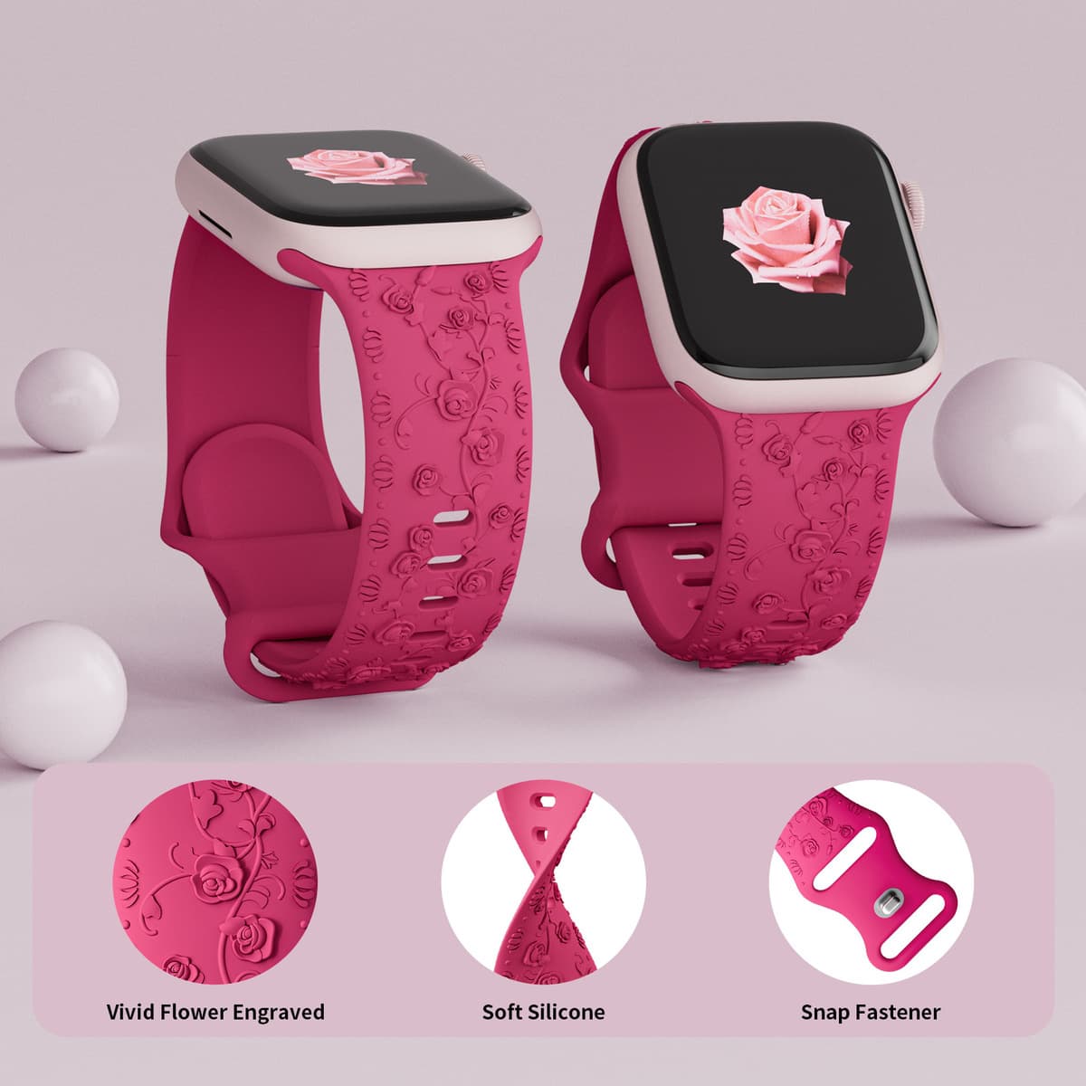 Применимо яблоко Apple watch9 ultra с рельефным розовым силиконовым ремешком iwatch силиконовый ремешок