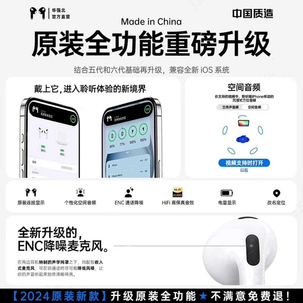 Huaqiangbei Bluetooth-гарнитура, умная гарнитура с шумоподавлением, новинка 2025 года, Bluetooth-гарнитура, трансграничная...