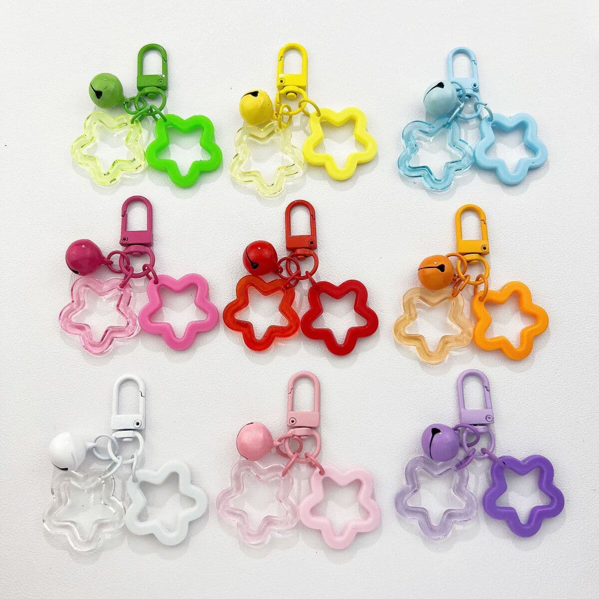 DIY креативный брелок-колокольчик с двойной пятиконечной звездой, милая подвеска для сумки, цепочка для мобильного телефона,...