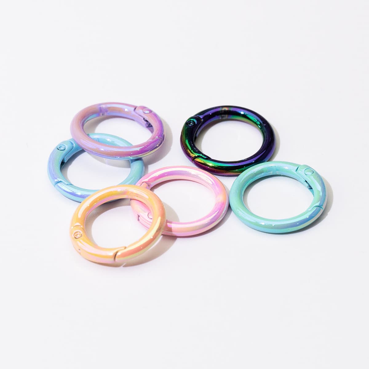 Цветная пружинная Пряжка УФ-покрытие кольцо Открытое кольцо пружинное кольцо брелок DIY аксессуары сплав соединительное...