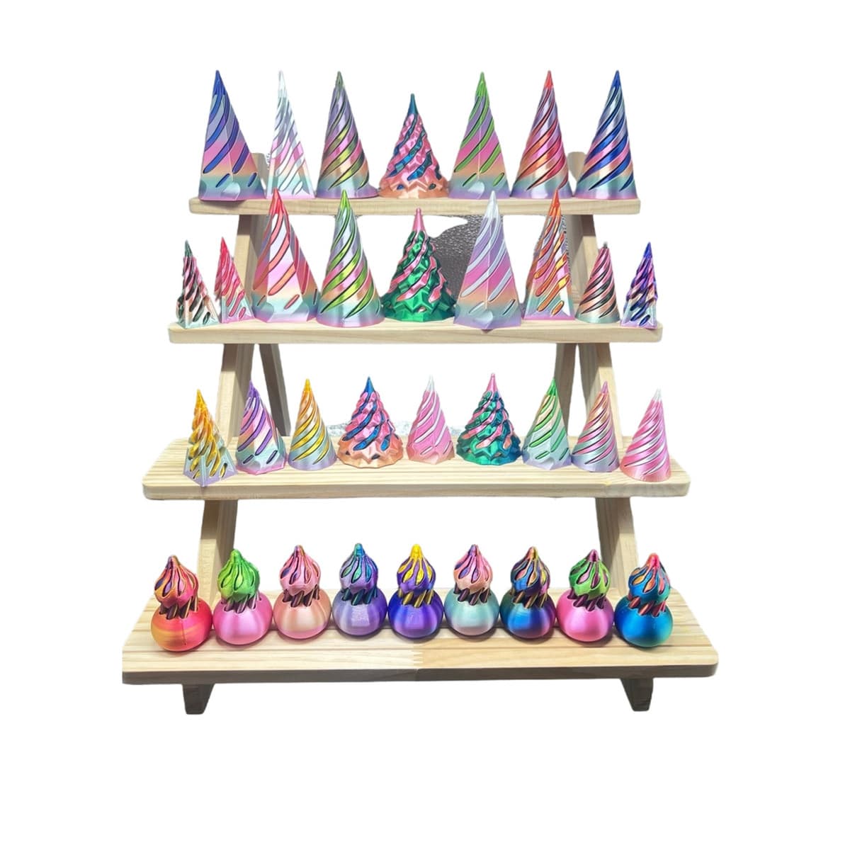 3D Print Распаковать вращение тыквы рождественская елка спиральный треугольный конус спиральная башня палец гироскопа...