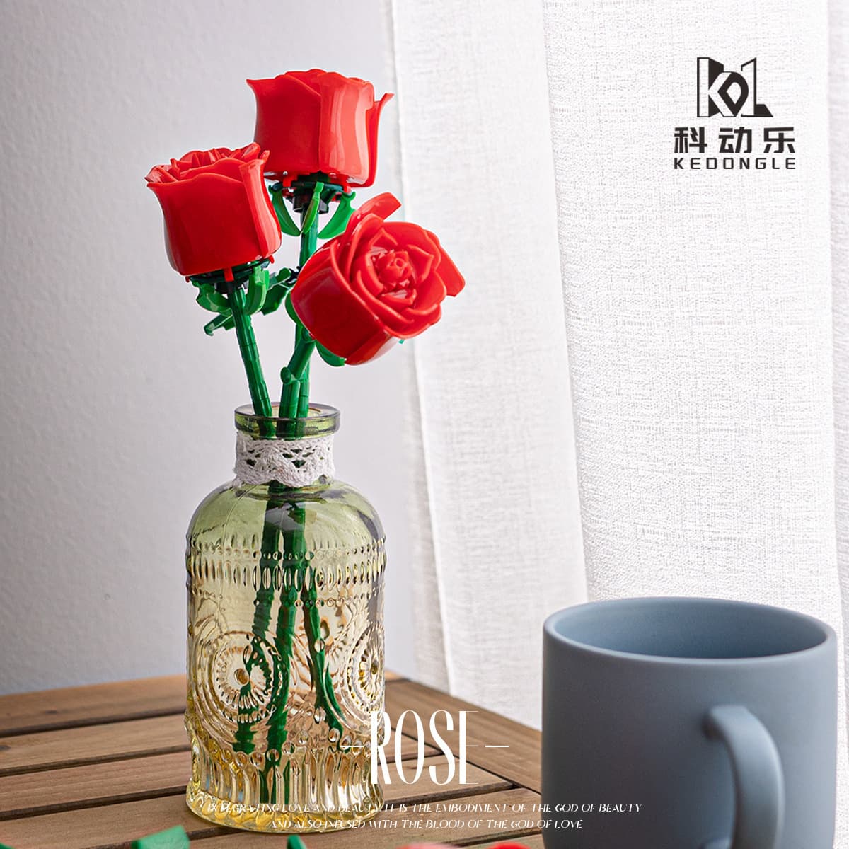 Совместим с микрочастикулой LEGO, вечный цветок, День святого Валентина, День учителя, роза, строительные блоки, цветочные...