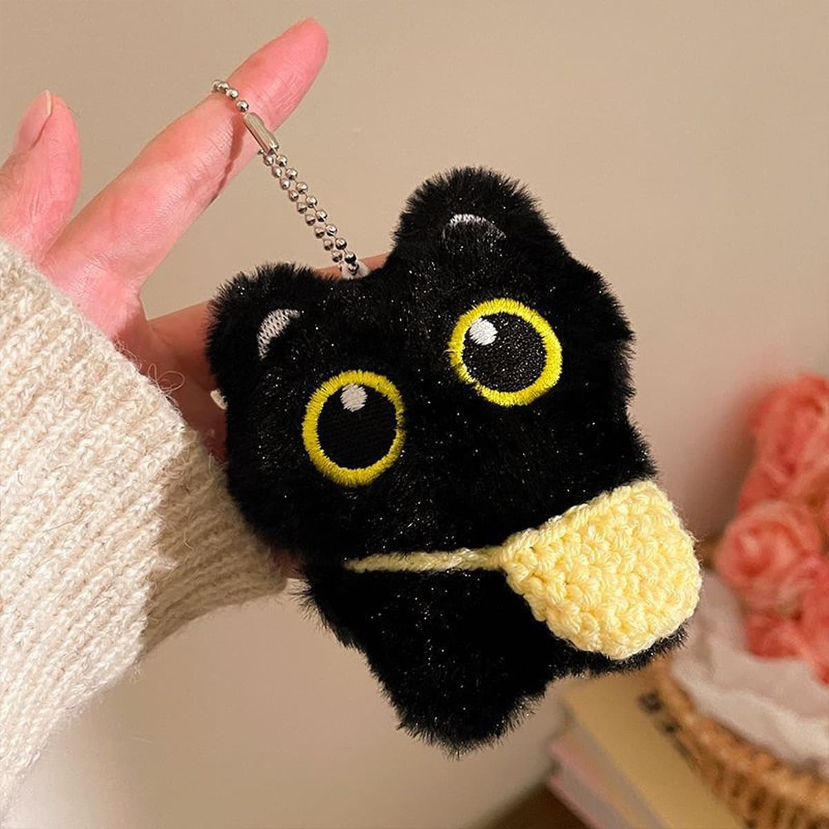 Пигривый черный кот плюшевая кукла подвеска пара брелок сумка одежда дикая кукла аксессуары оптом
