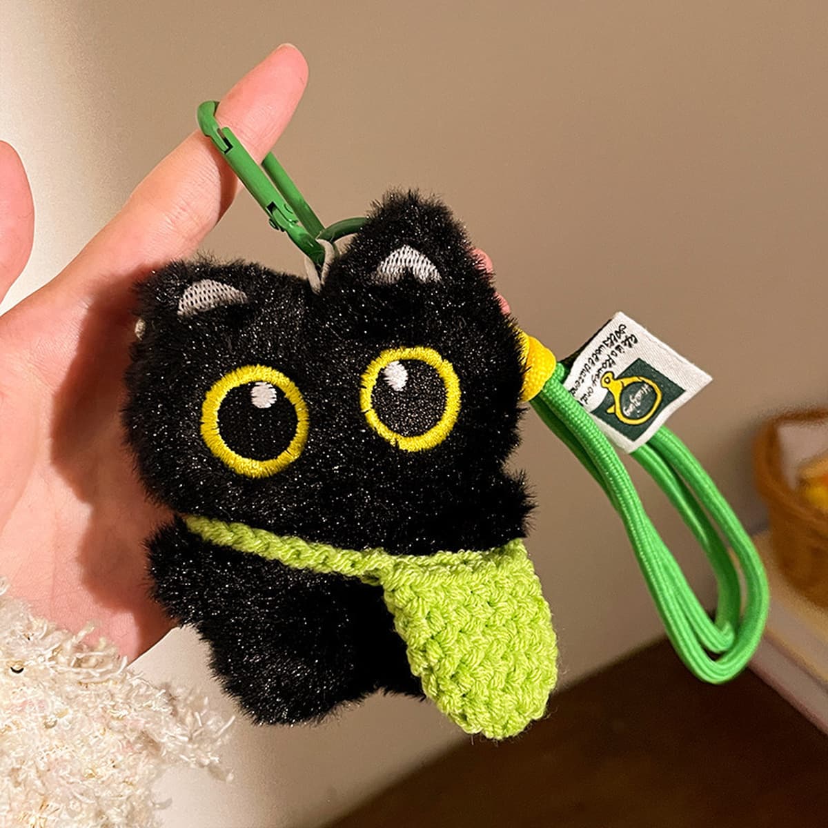 Пигривый черный кот плюшевая кукла подвеска пара брелок сумка одежда дикая кукла аксессуары оптом