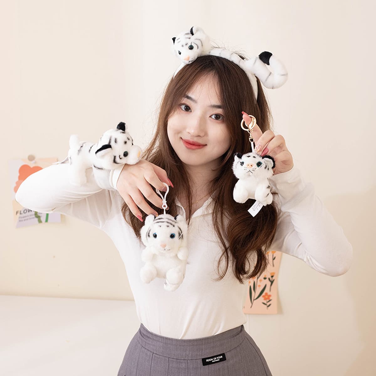 Тигр плюшевая игрушка кукла треск креативная пара браслет детский запястье аксессуары зоопарк подарки оптом