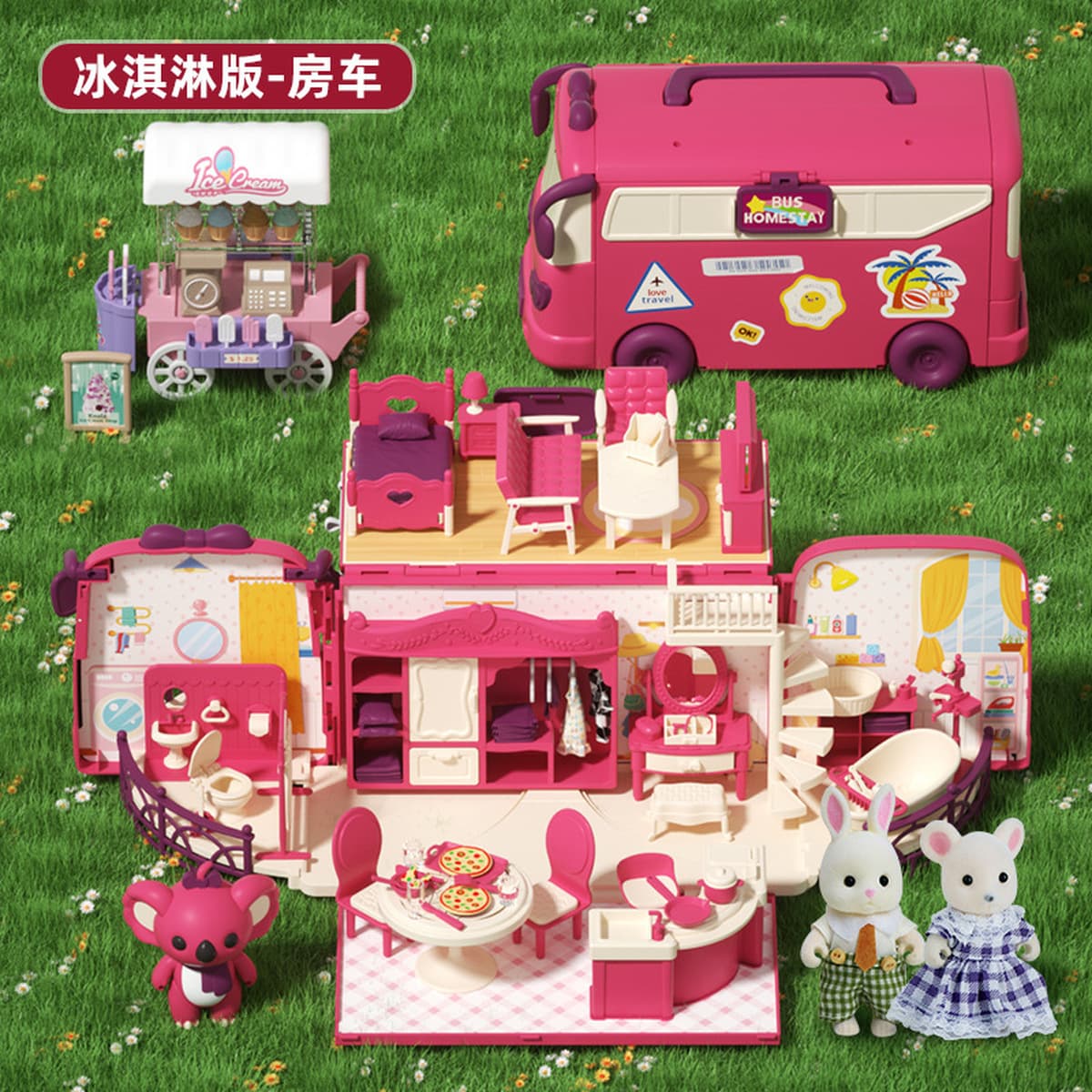 Детские игрушки: автобус для ролевых игр, чемодан-кемпер, кукольный домик для девочек 3-6 лет, портативный, с функцией...