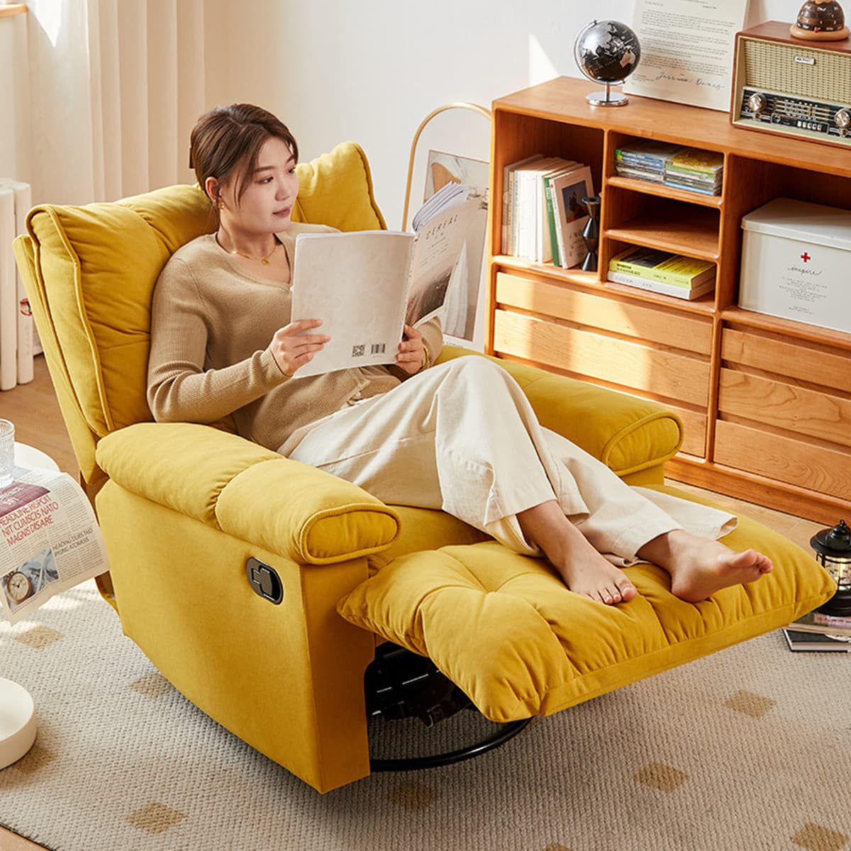 Кресло-шезлонг Lazy Space, вращающееся электрическое кресло для отдыха в гостиной, одноместное кресло-качалка для красоты, с...