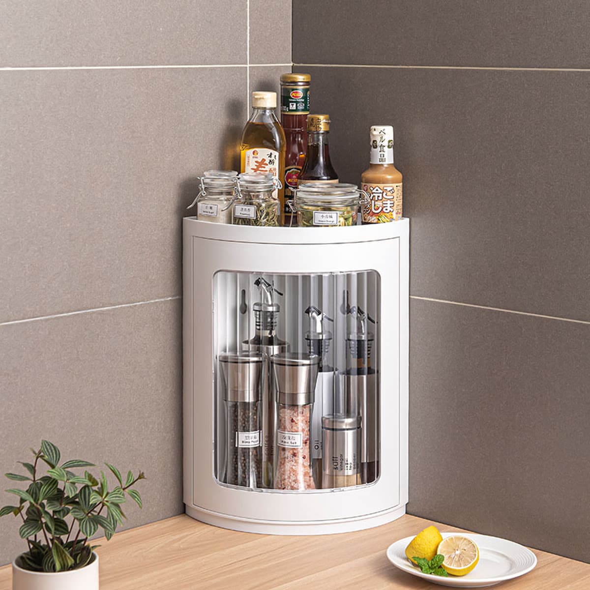 Креативная треугольная стойка для ванной комнаты вращающаяся пластиковая кухонная стойка для хранения продуктов по уходу за...