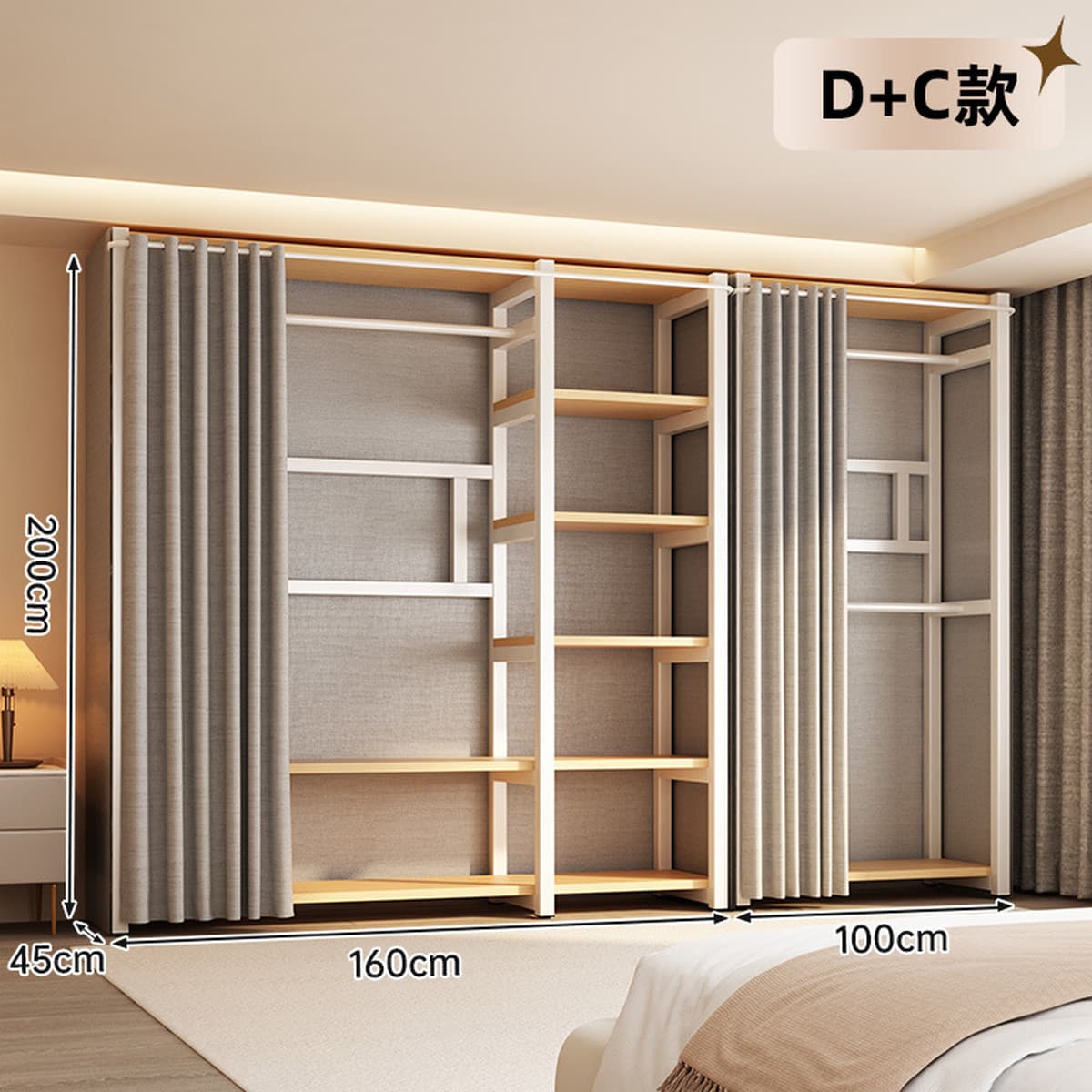 Открытый шкаф для дома, спальни, металлический каркас, гардеробная, стальной шкаф, новая горячая модель 2025 года для...