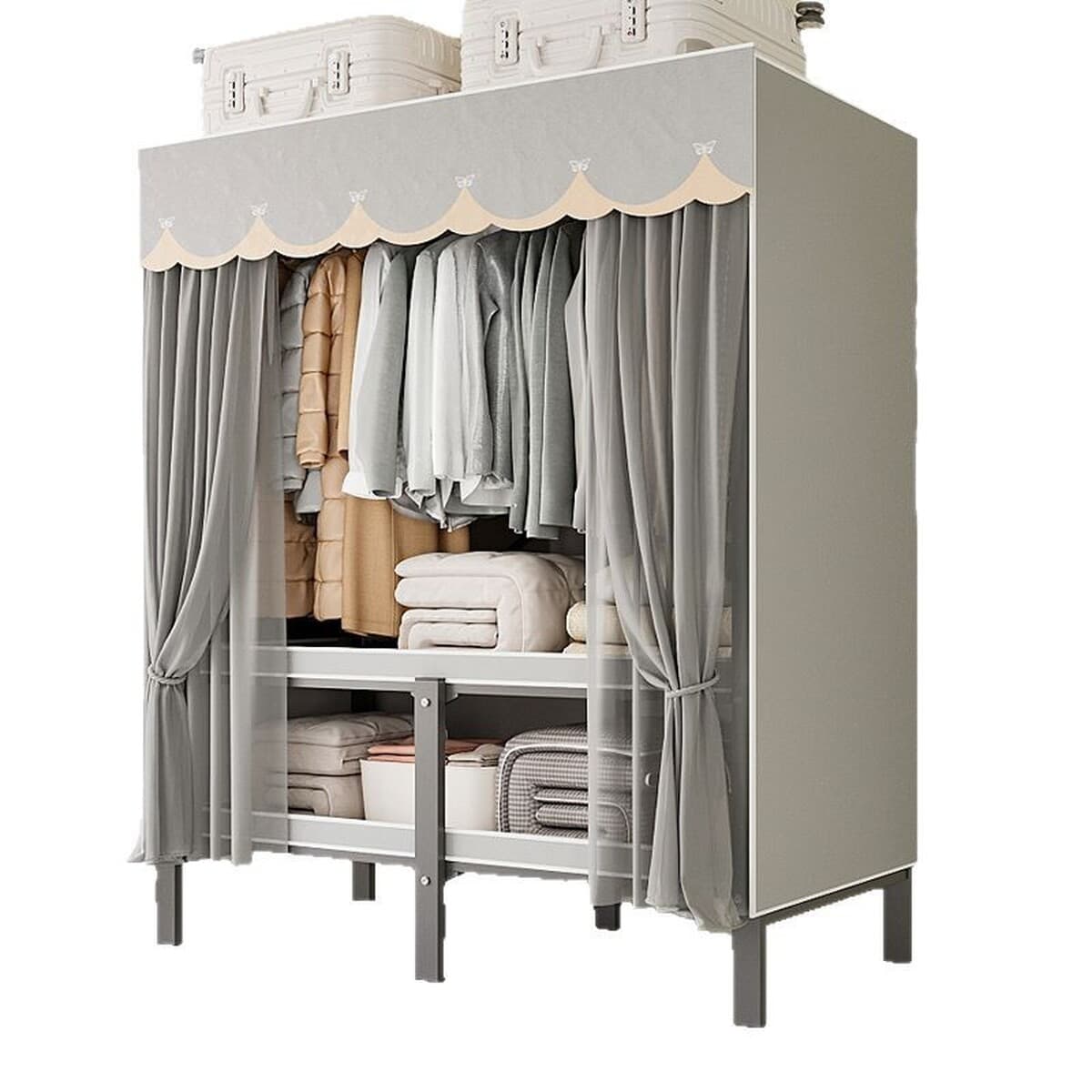 Шкаф Домашняя спальня без установки Простой складной стальной каркас для хранения шкаф прочный и прочный тканый шкаф для...