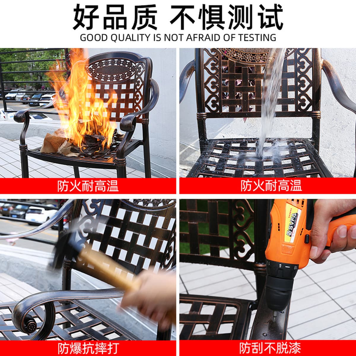 Уличные столы и стулья, садовые столы и стулья из литого алюминия во дворе, уличный водонепроницаемый солнцезащитный стол и...