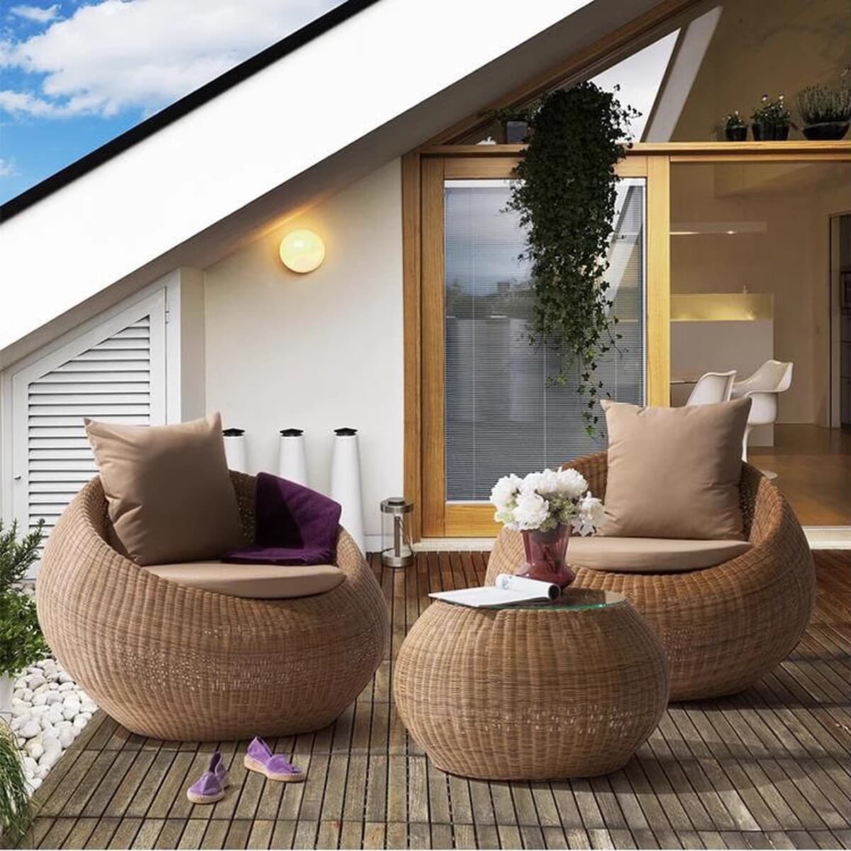 Внешняя торговля оптом открытый Ротанг стул диван журнальный столик комбинация двойной двор балкон сад ротанга диван...