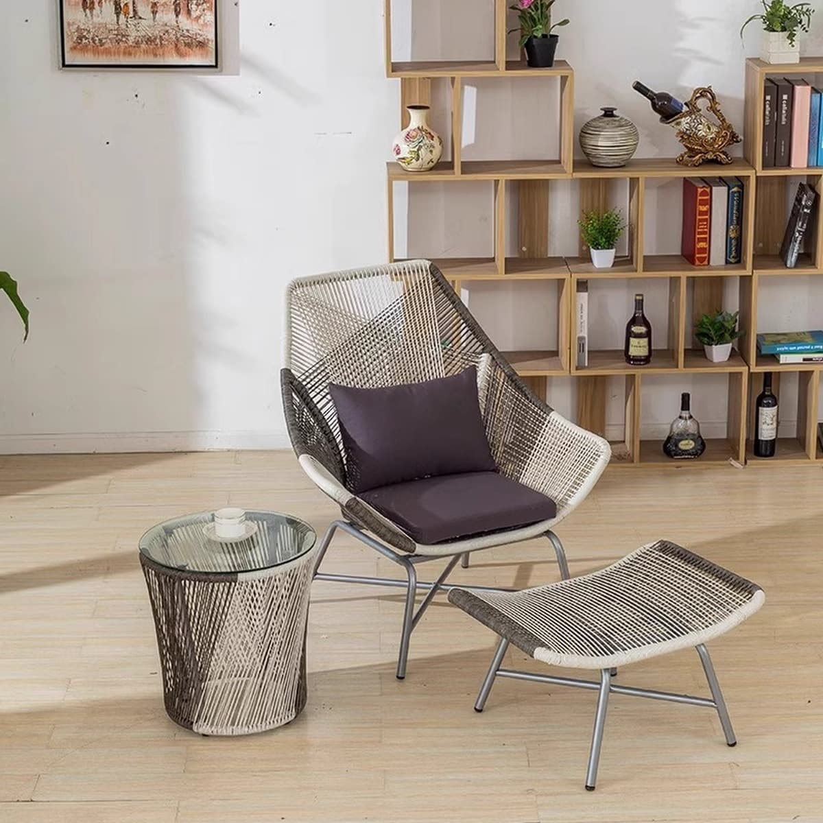 Балконный стул для отдыха на открытом воздухе Терраса сад открытый водонепроницаемый один ротанговый стул простой ротанговый...