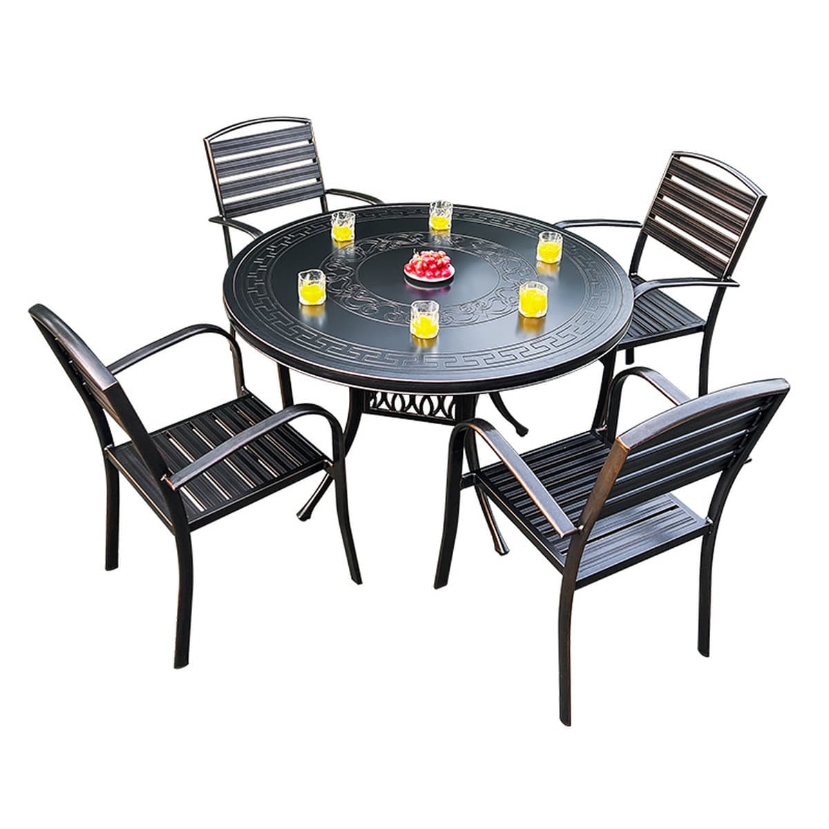 Открытый литой алюминий обеденный стол и стул двор вилла сад балкон стол и стул бытовой открытый резьба под открытым небом...