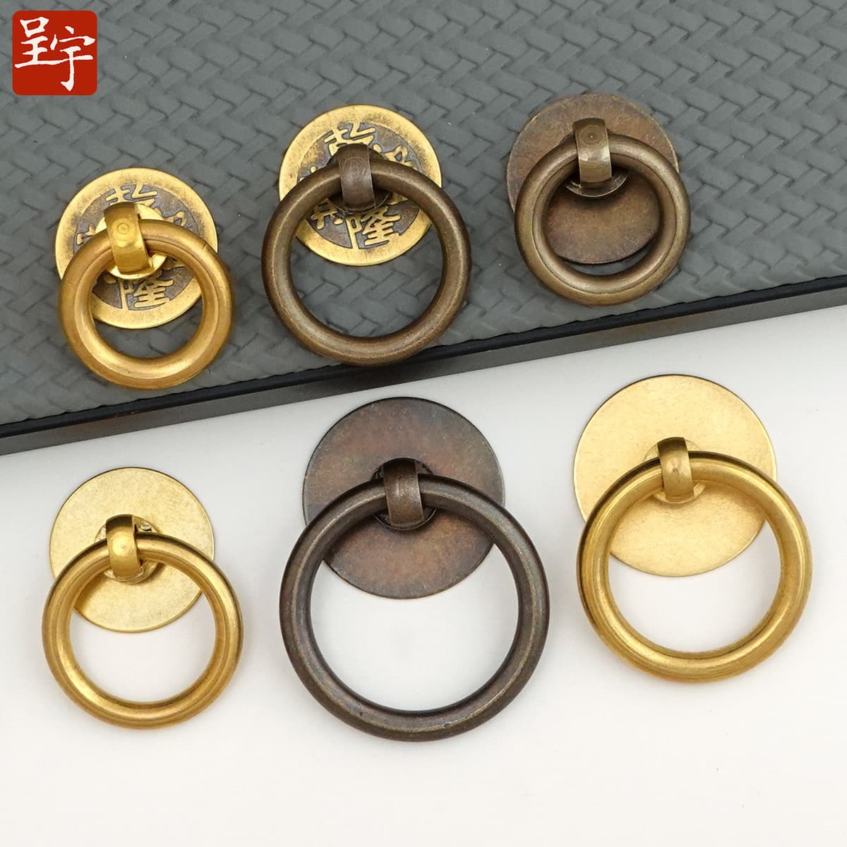 Ретро медные монеты тянуть кольцо классическая мебель медные аксессуары кольца пряжка руки Новый китайский ящик выдвижной...