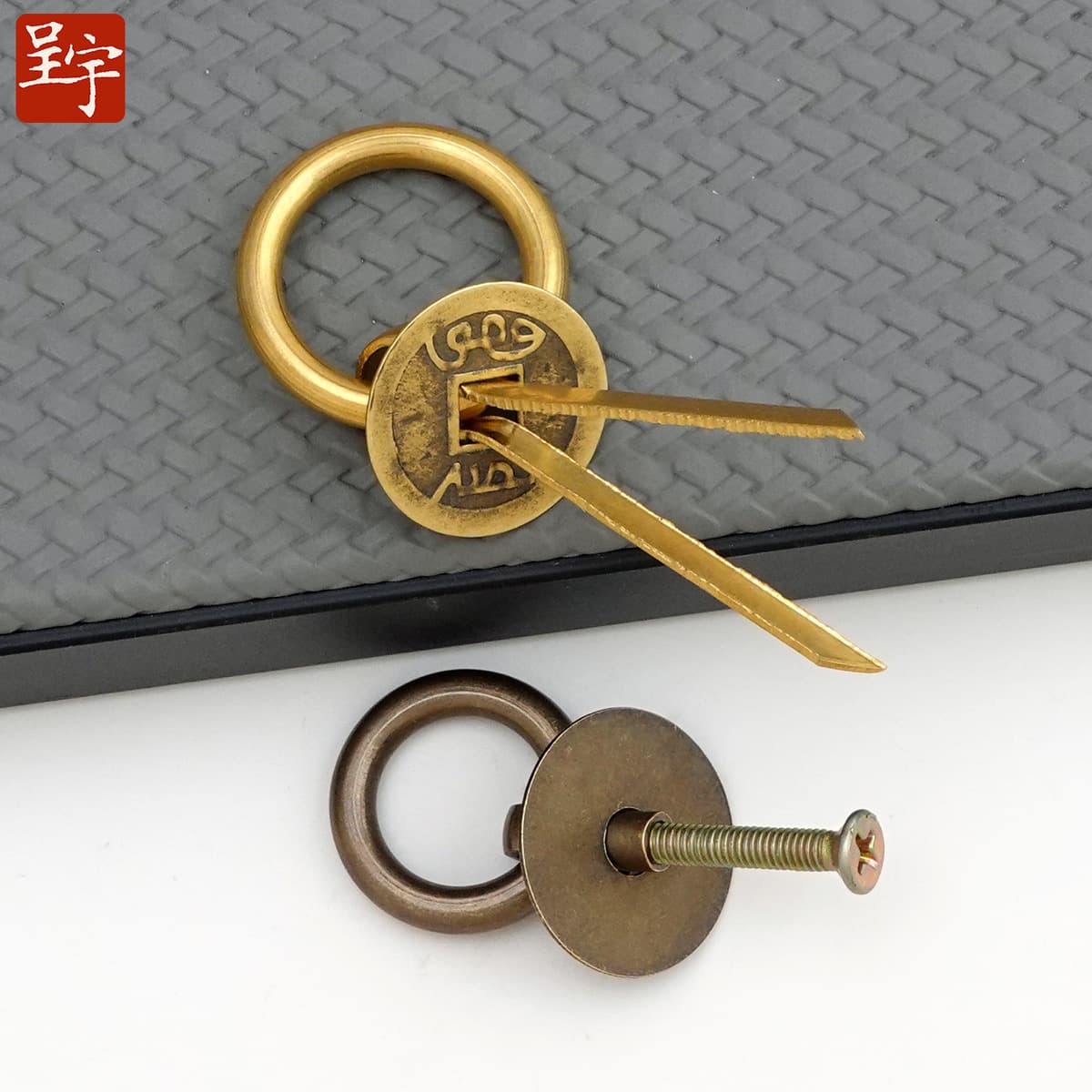 Ретро медные монеты тянуть кольцо классическая мебель медные аксессуары кольца пряжка руки Новый китайский ящик выдвижной...