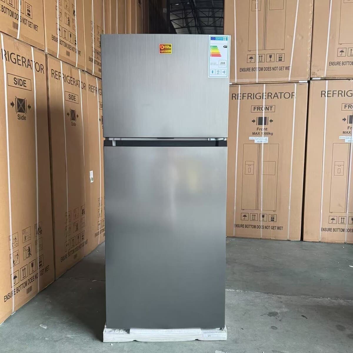 Заводская прямая продажа воздушного охлаждения без инея сверхбольшой вместимости двухдверного холодильника серебристого...