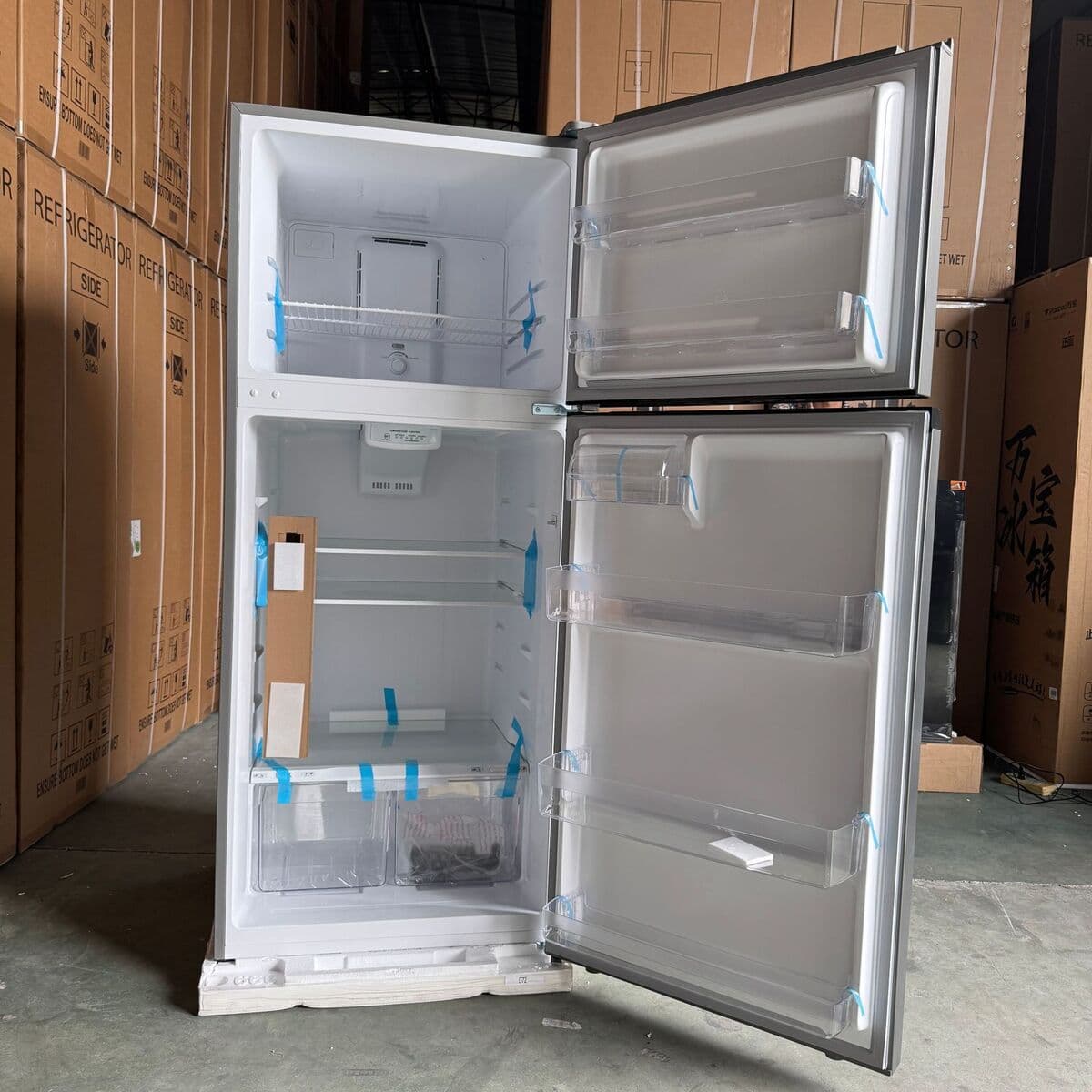 Заводская прямая продажа воздушного охлаждения без инея сверхбольшой вместимости двухдверного холодильника серебристого...