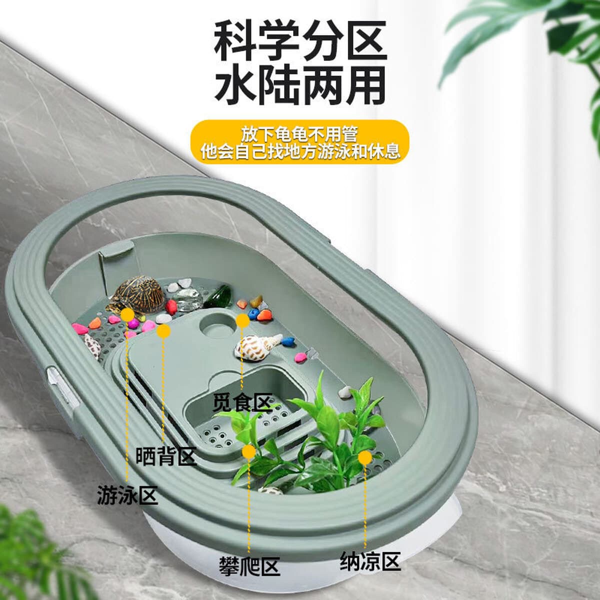 Новый очень большой аквариум для черепах для ленивых, экологический вилла-аквариум с террасой для ландшафтного дизайна,...
