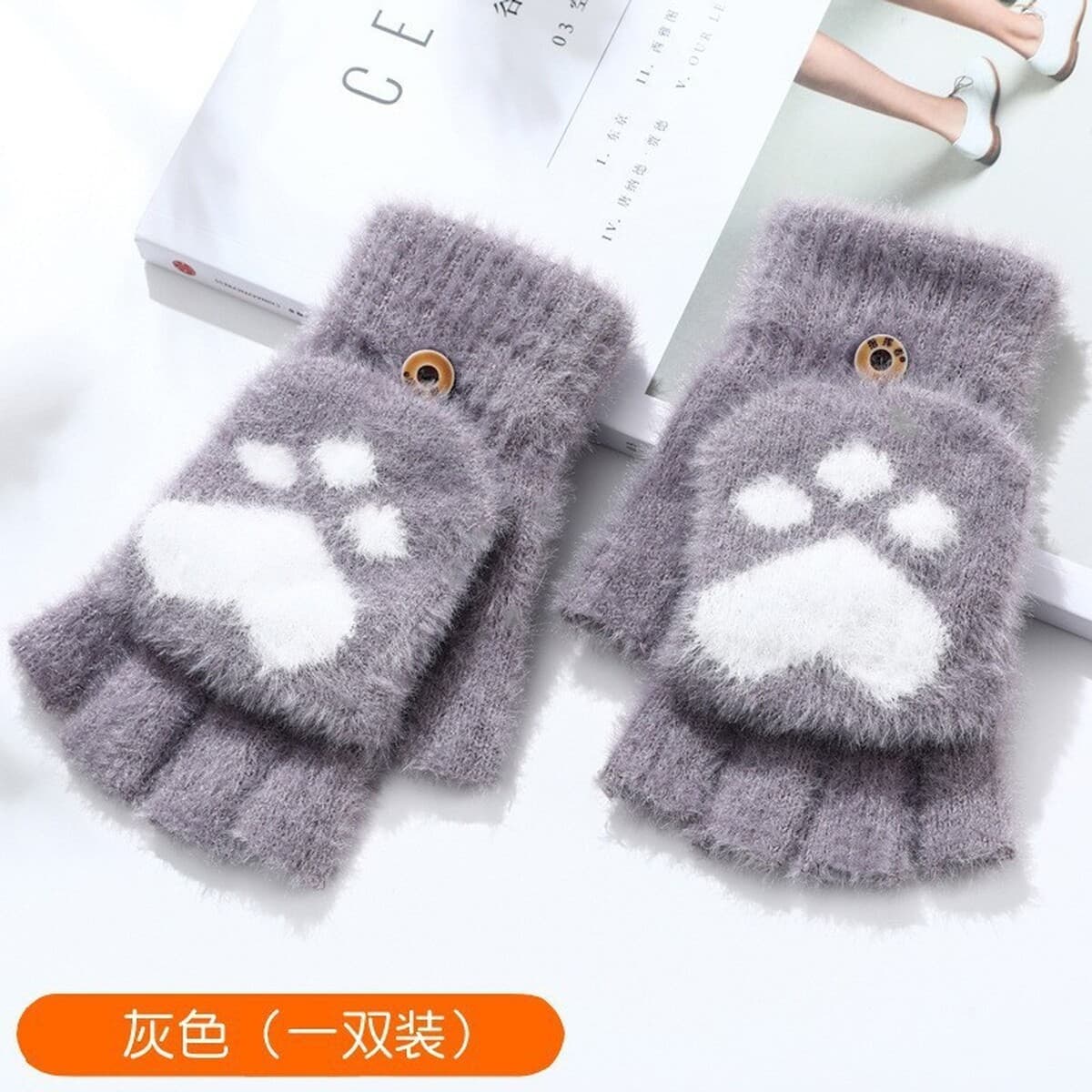 Новые зимние плюшевые полуперчатки с откидной крышкой, теплые, утолщенные, из искусственного меха норки, вязаные, для...