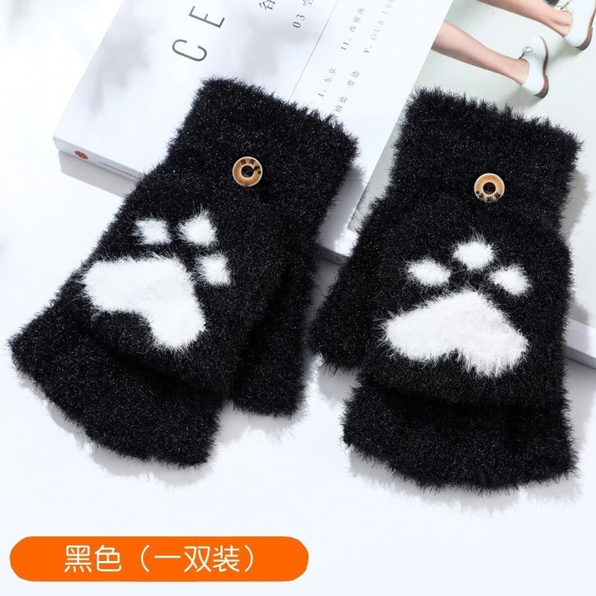 Новые зимние плюшевые полуперчатки с откидной крышкой, теплые, утолщенные, из искусственного меха норки, вязаные, для...