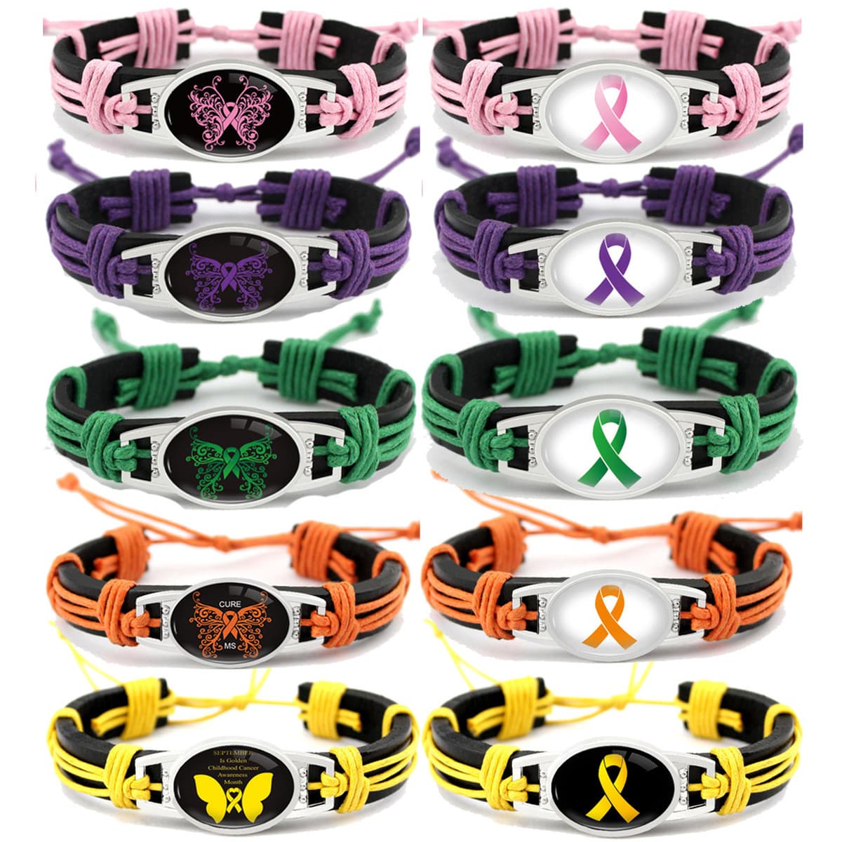 Breast Cancer bracelet Лента кожаный браслет для борьбы с вирусом ВИЧ тканый кожаный браслет