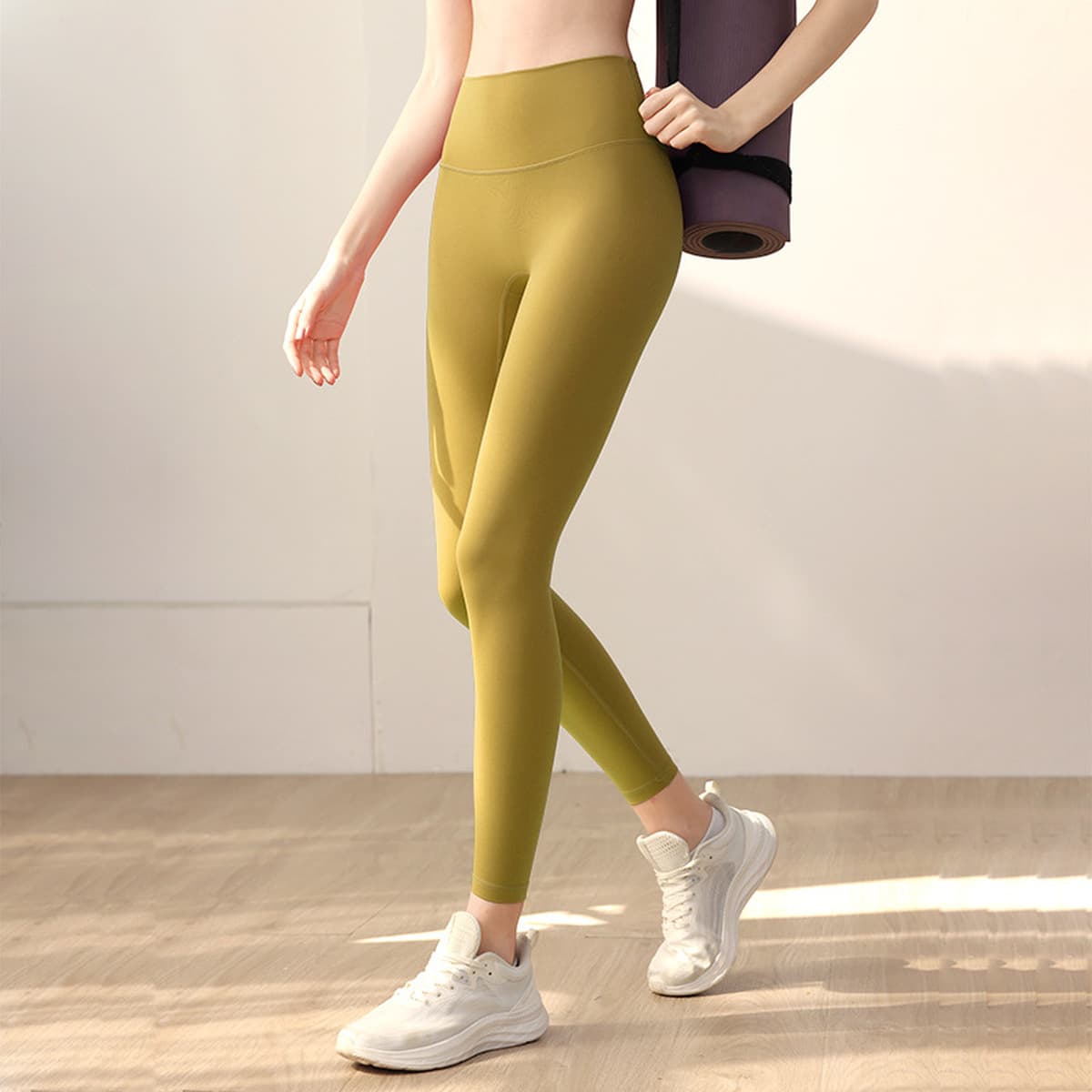 Одежда для йоги без смущения линии спортивные фитнес-брюки женские летние обтягающие персики, бедра, высокая талия, голые...