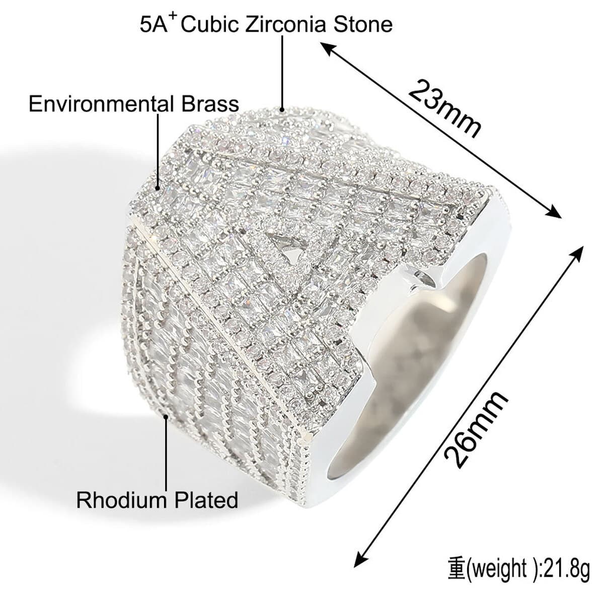 Мужское кольцо в стиле хип-хоп с креативными английскими буквами, высококачественное медное кольцо с инкрустацией цирконом в...