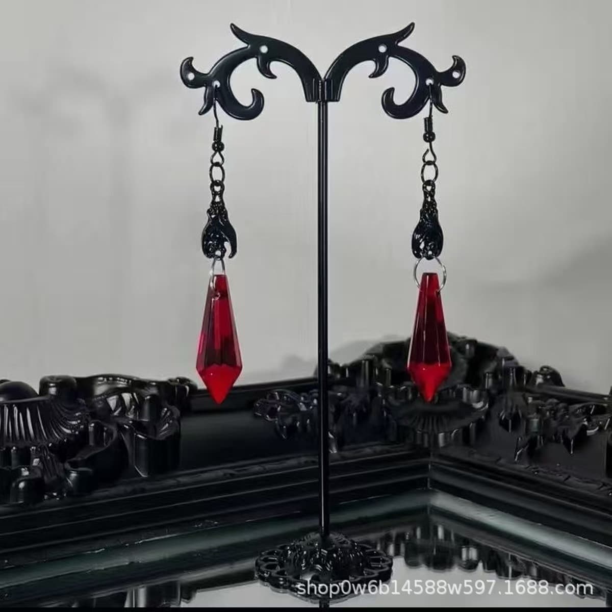 Трансграничные популярные серьги-подвески с красными, черными, зелеными и фиолетовыми драгоценными камнями, декоративные...