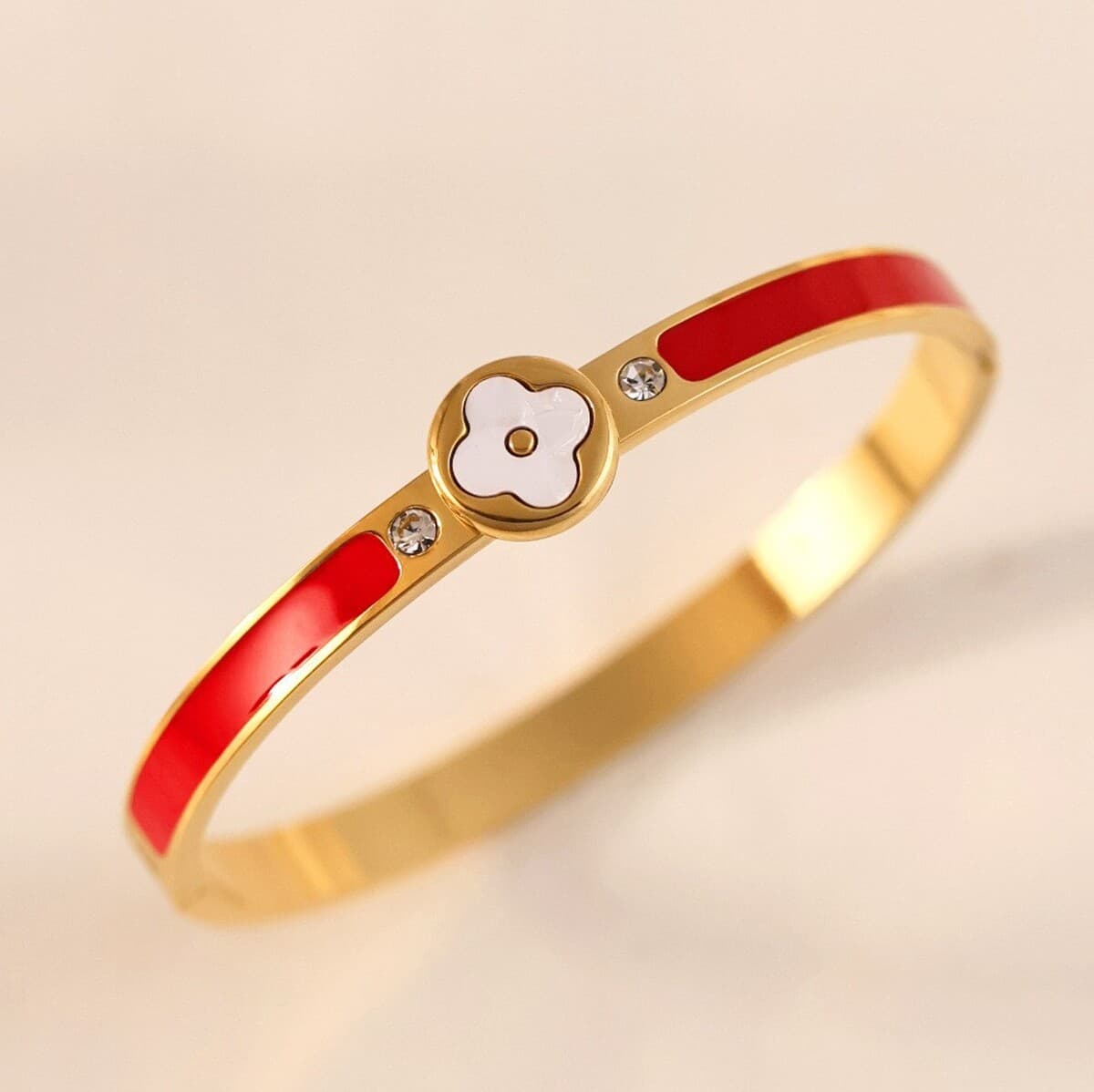 Женский браслет с четырехлистным клевером, покрытый гальваническим покрытием, не выцветает, экологичный, европейский и...