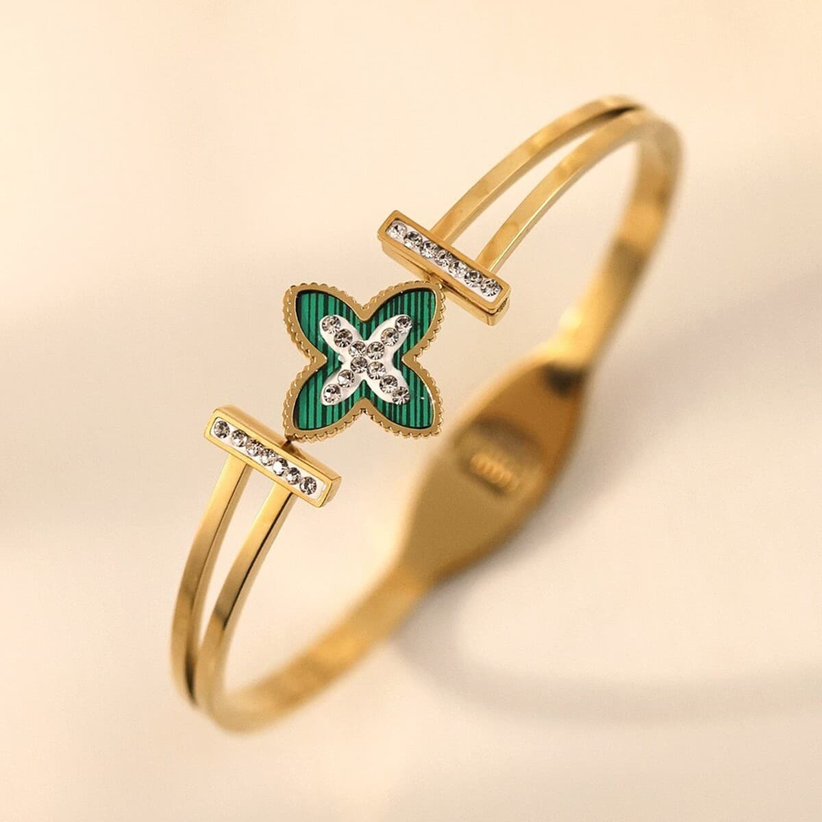 Женский браслет с четырехлистным клевером, покрытый гальваническим покрытием, не выцветает, экологичный, европейский и...