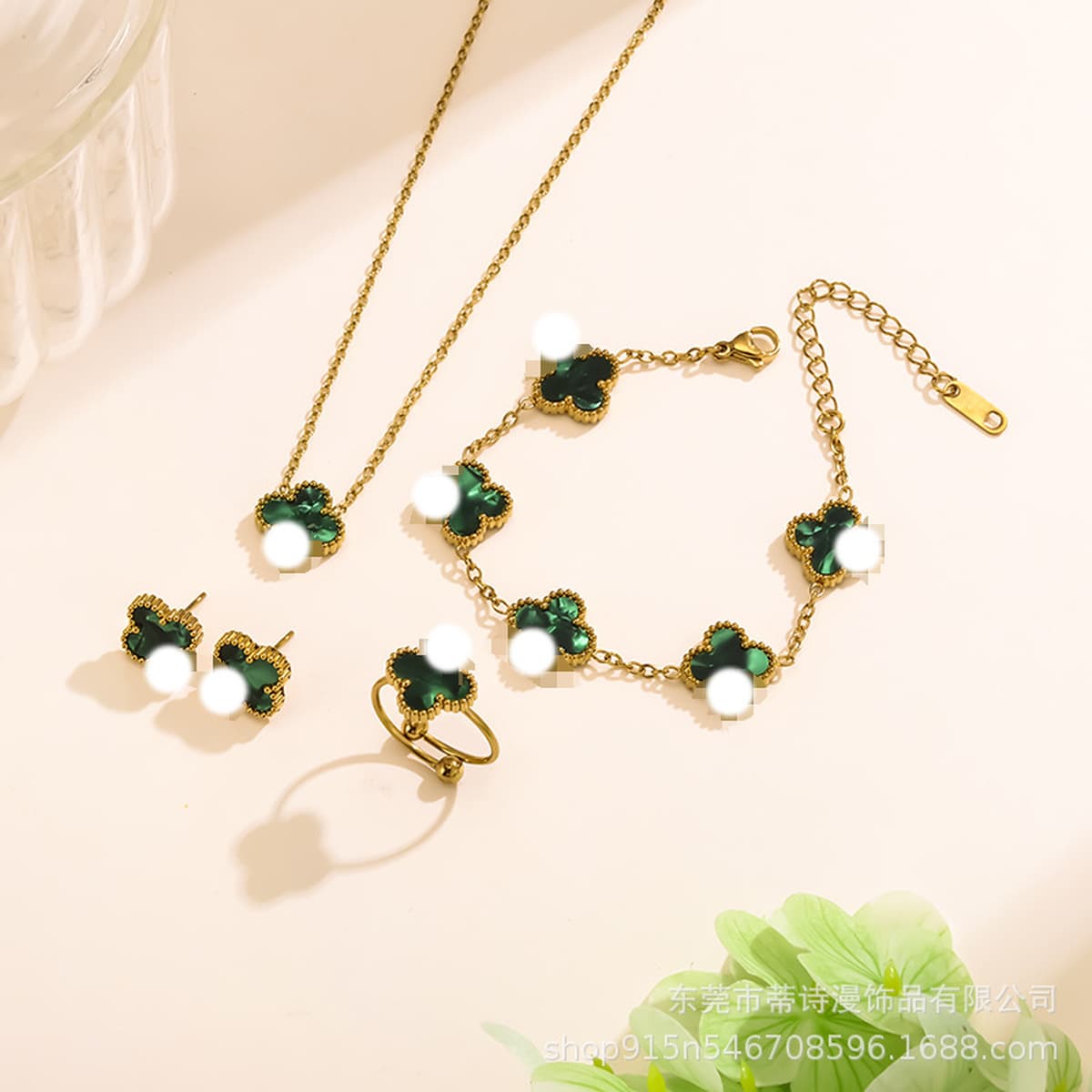 Популярный набор из трех предметов: колье, браслет и серьги с четырехлистным клевером 13 мм, универсальный клевер с...