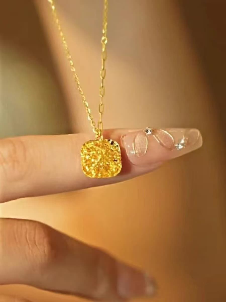 Новый набор ювелирных изделий из песочного золота: серьги в форме маленьких кубиков сахара, кольцо и ожерелье в стиле легкой...