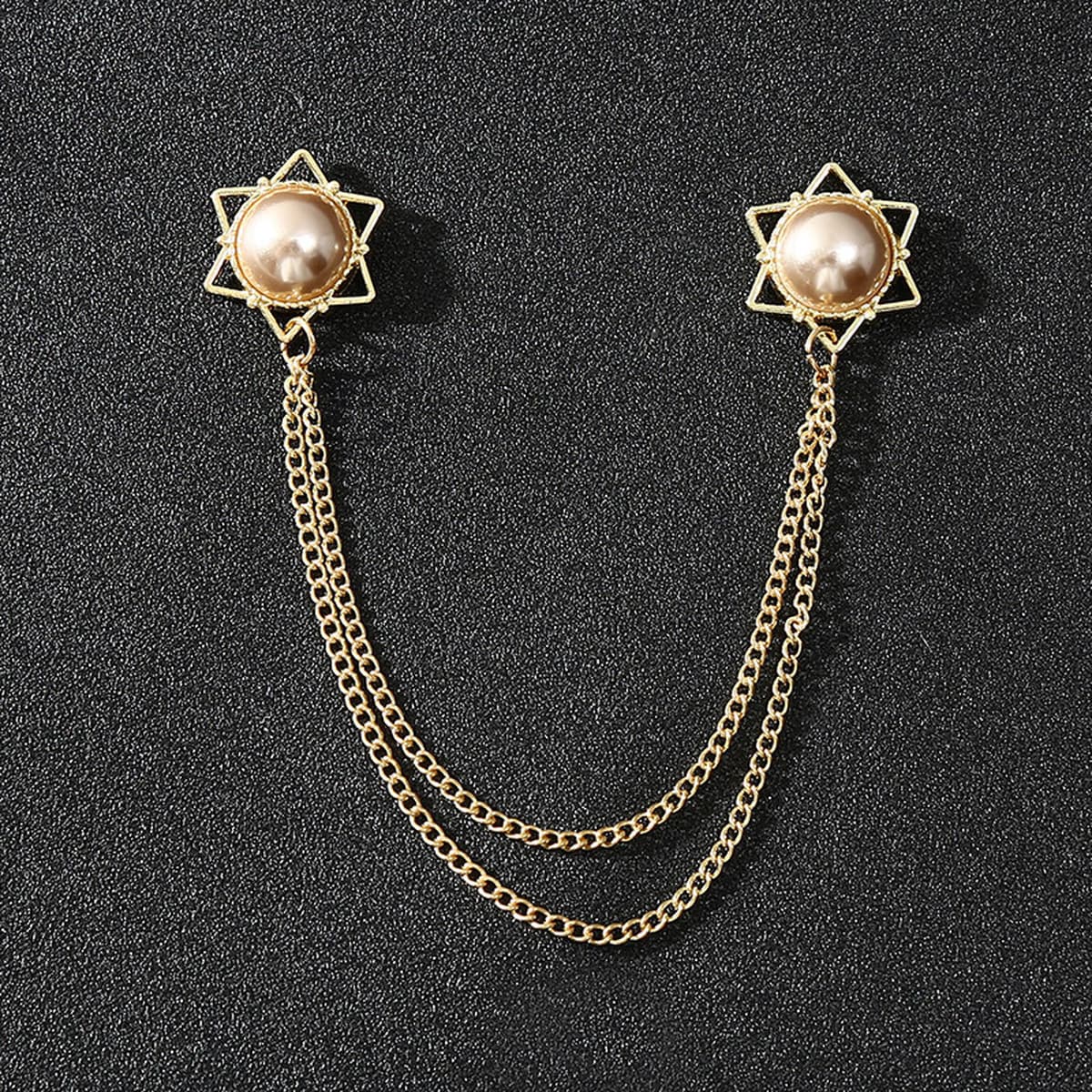 Амазонка трансграничная Горячая продажа Мужская популярная брошь-цепочка шестиконечная звезда Рубин рубашка вырез воротник...