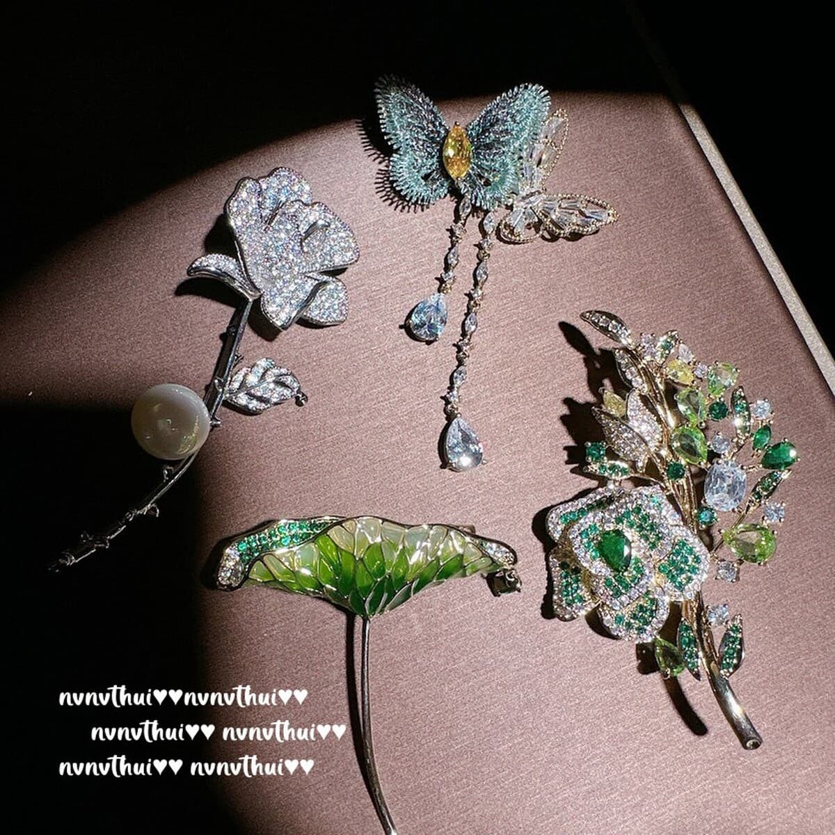 Мохито Изумрудная Роза Брошь Винтаж 18 карат позолоченный градиент зеленый лист лотоса циркона